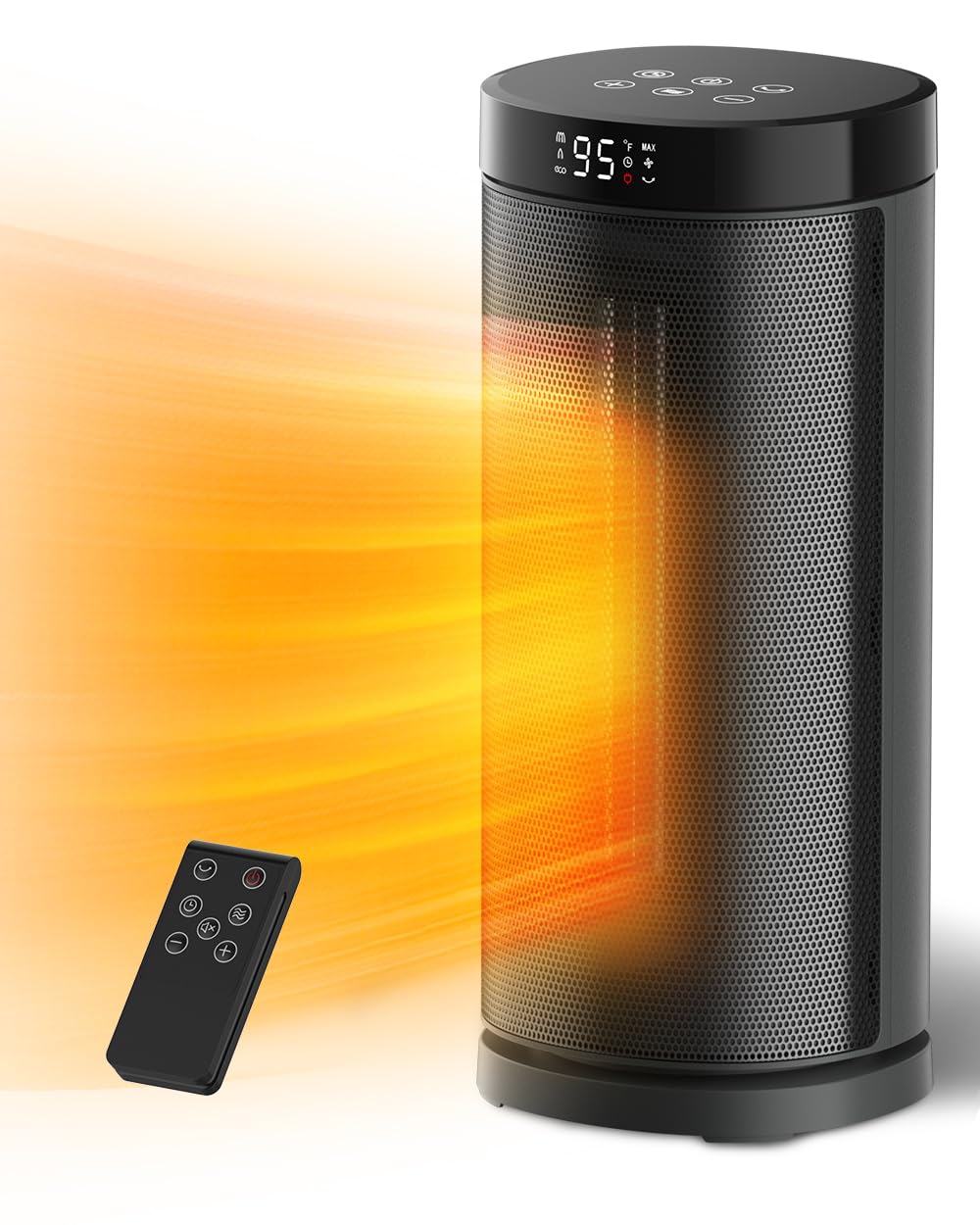 Sunnote Space Heater for Indoor Use, 1500W Fast Heating, Electric & Portable Heaters with Thermostat, 5 Modes, 24Hrs Timer, 80°Oscillating Room Heater with Remote, Safe for Bedroom Indoor Use