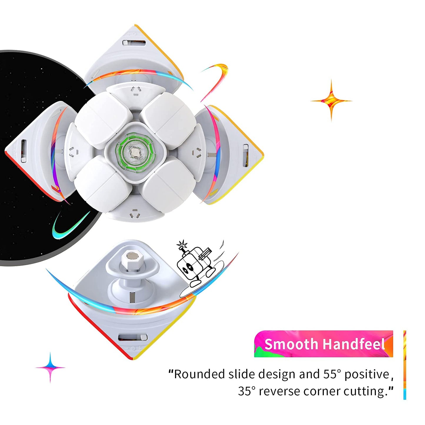GAN 251 M Pro, 2x2 Magnetic Speed Cube Stickerless 63 Magnets Brain Teasers 3D Puzzle Toy for Kids Teens Adults Travel Games Holiday Birthday Gift (Frosted Surface Primary Internal)