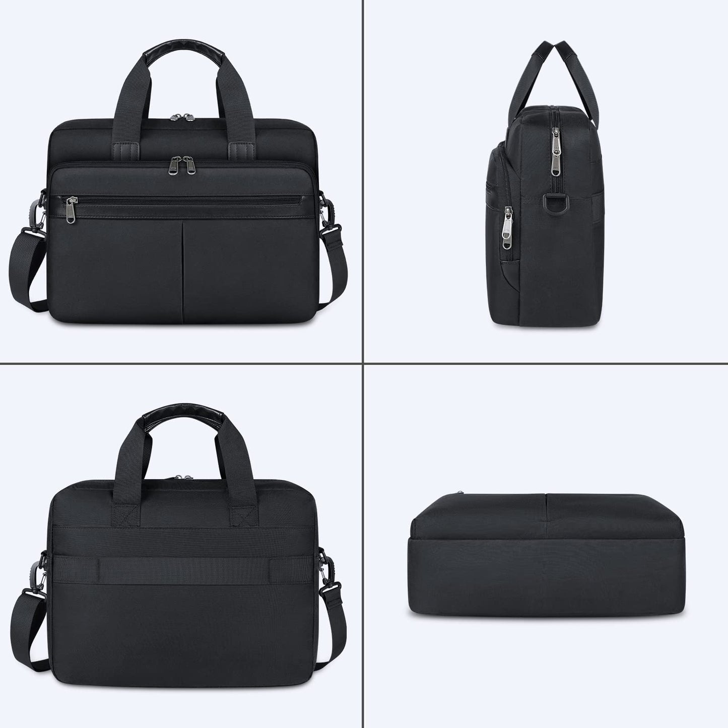 Laptop Bag 17 Inch Waterproof Briefcase for Men Large Laptop Carrying Case Computer Messenger Bag for Work Business Travel, Black