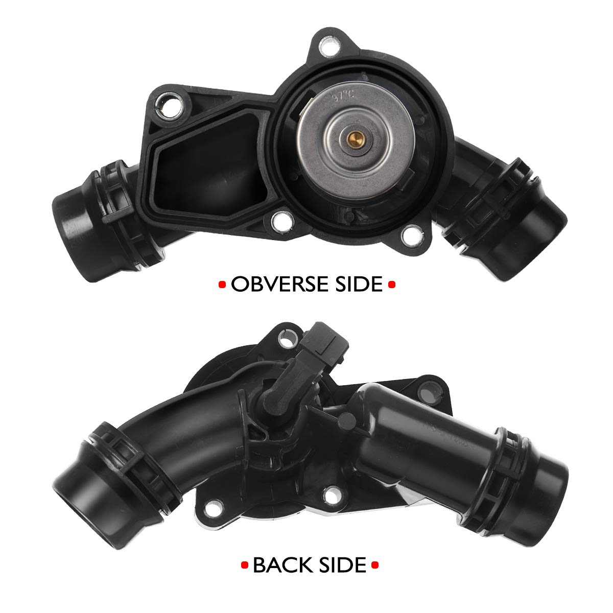A-Premium Thermostat Housing Assembly with Sensor and Gasket Replacement for BMW E39 E46 320i 325i 328i 525i 528i 530i X3