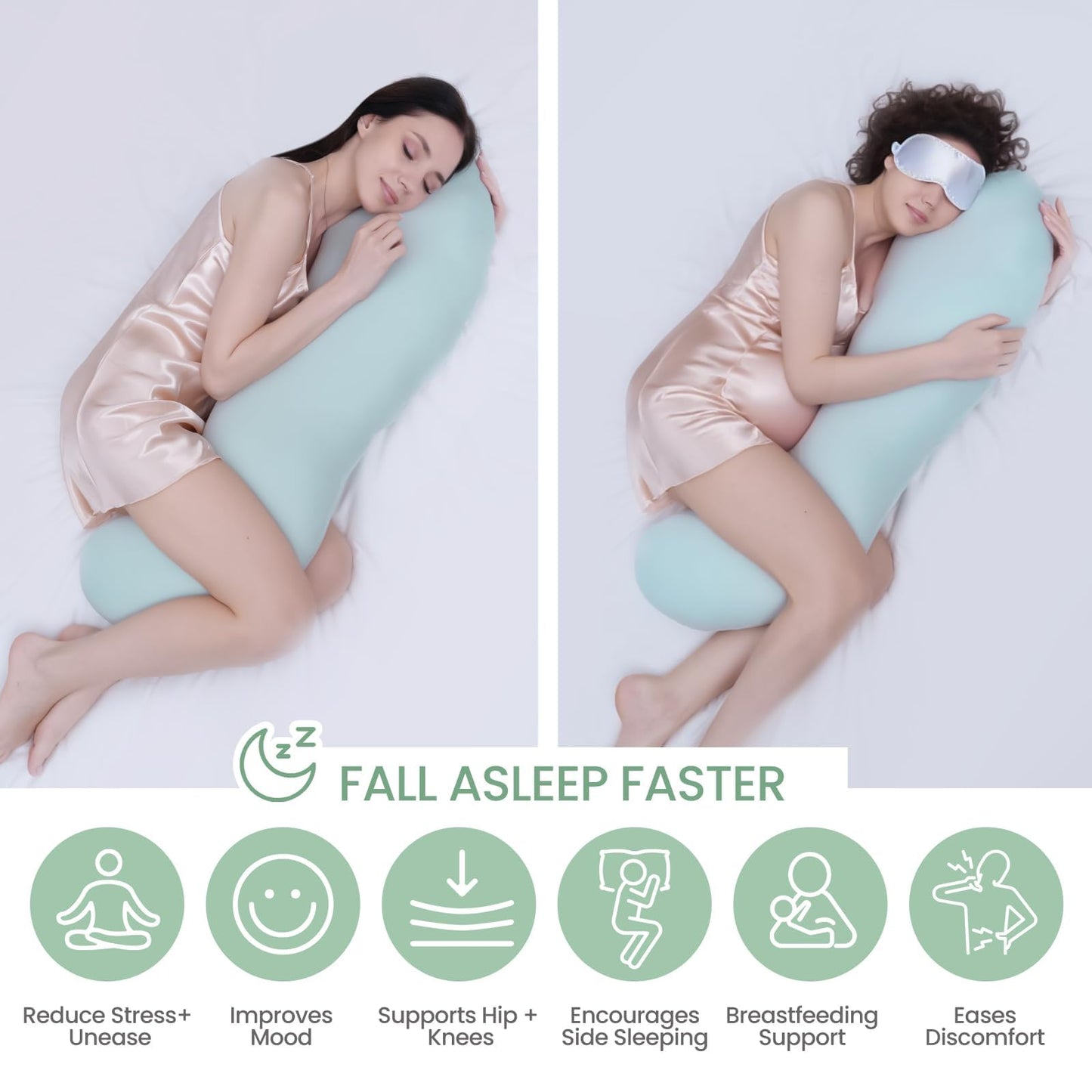 AISLEEP Body Pillow for Adults, Full Body Pillow for Side Sleepers, Long Bed Pillow, Memory Foam Firm Pillow, Pea Pod Shape Long Pillow for Pregnancy Sleeping Full Body Support