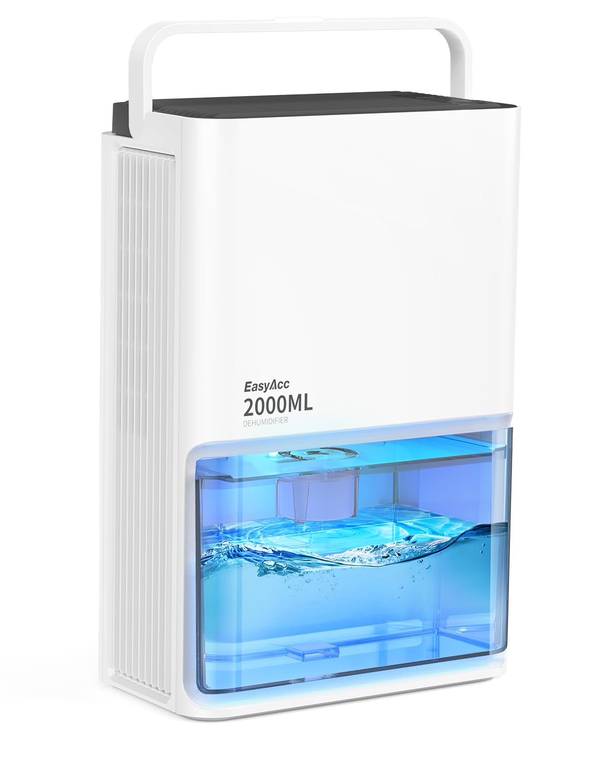 EasyAcc Small Dehumidifier for Closet, 2000ML Tank Deshumidificateur Max 500-650ML/Day-3 Modes Speeds/Ultra Quiet/Auto Defrost 7 Colour LED Light Auto Shut Off - Ideal for Closet RV Small Room