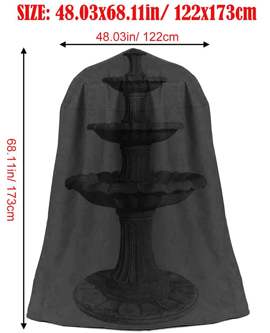UCARE Outdoor Garden Fountain Covers Waterproof Dustproof Statue Protective Cover for Winter Patio Water Fountains Statues, 48"x68" Fountain Cover (Black)