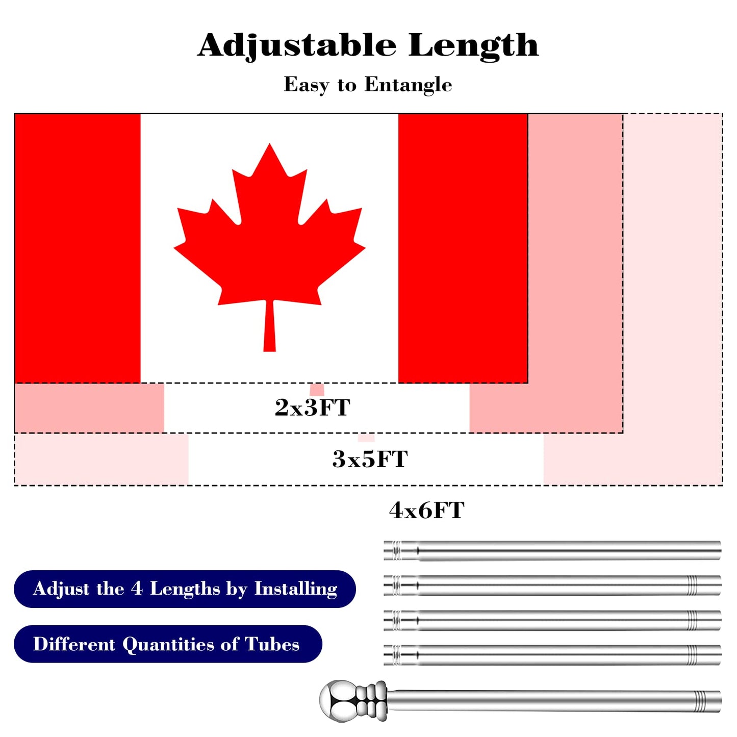 6FT Flag Pole Kit - Flag Poles for Outside with 180 Degree Adjustable Bracket, Heavy Duty Flag Pole Bracket Stainless Steel Portable Adjustable Flag Pole Kit for Truck Porch Garden Yard House