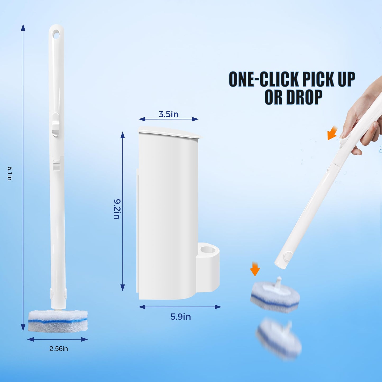 2 Pack Disposable Toilet Brush Set with 60 Refills, Wall-mounted Toilet Bowl Wand Kit-2 Extend Toliet Wand, 2 Storage Holder&60 Disposable Refill Pre-Filled Cleaning Solution for Deep Cleaning Toilet.