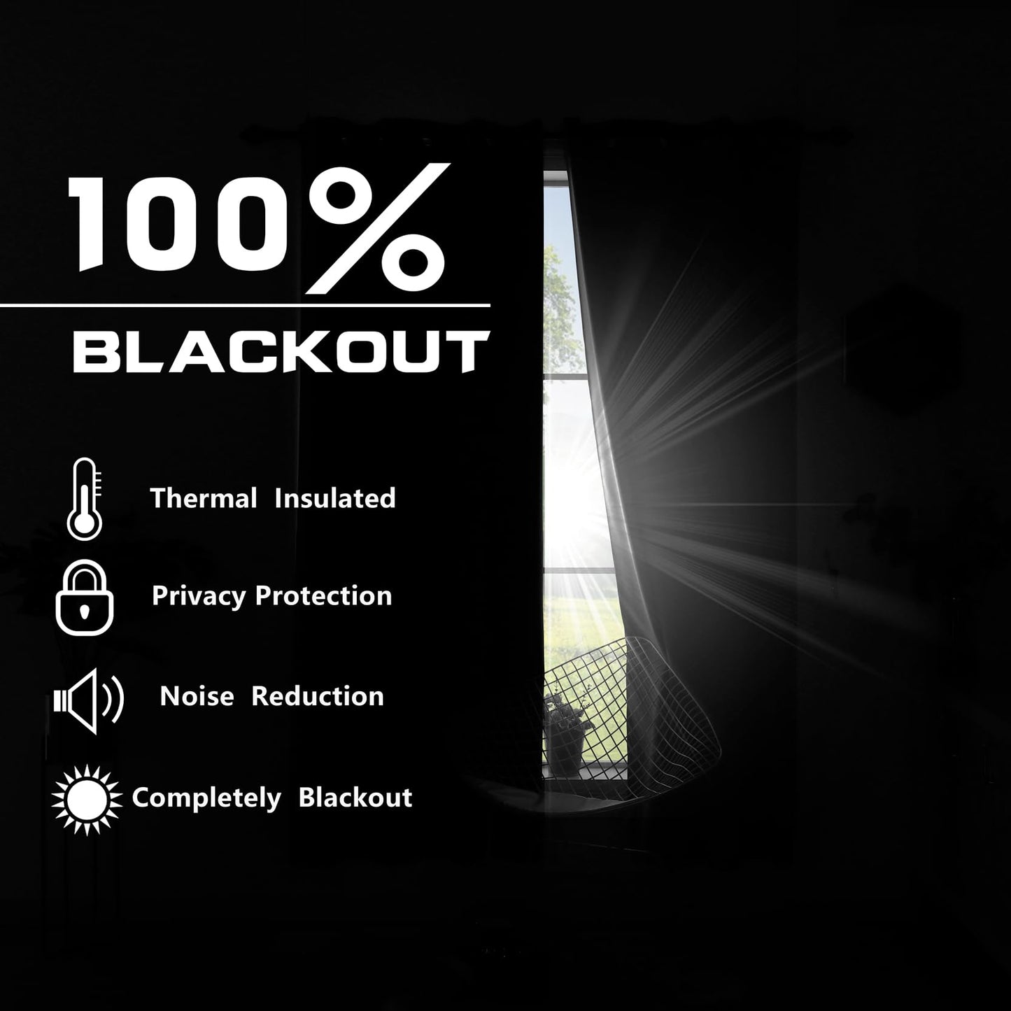 Blackout Curtains 2 Panels 84 Inch Long for Bedroom, Black Out Thermal Curtains, Rideau Salon Opaque, Cream Linen Farmhouse Sound Proof Curtains for Living Room
