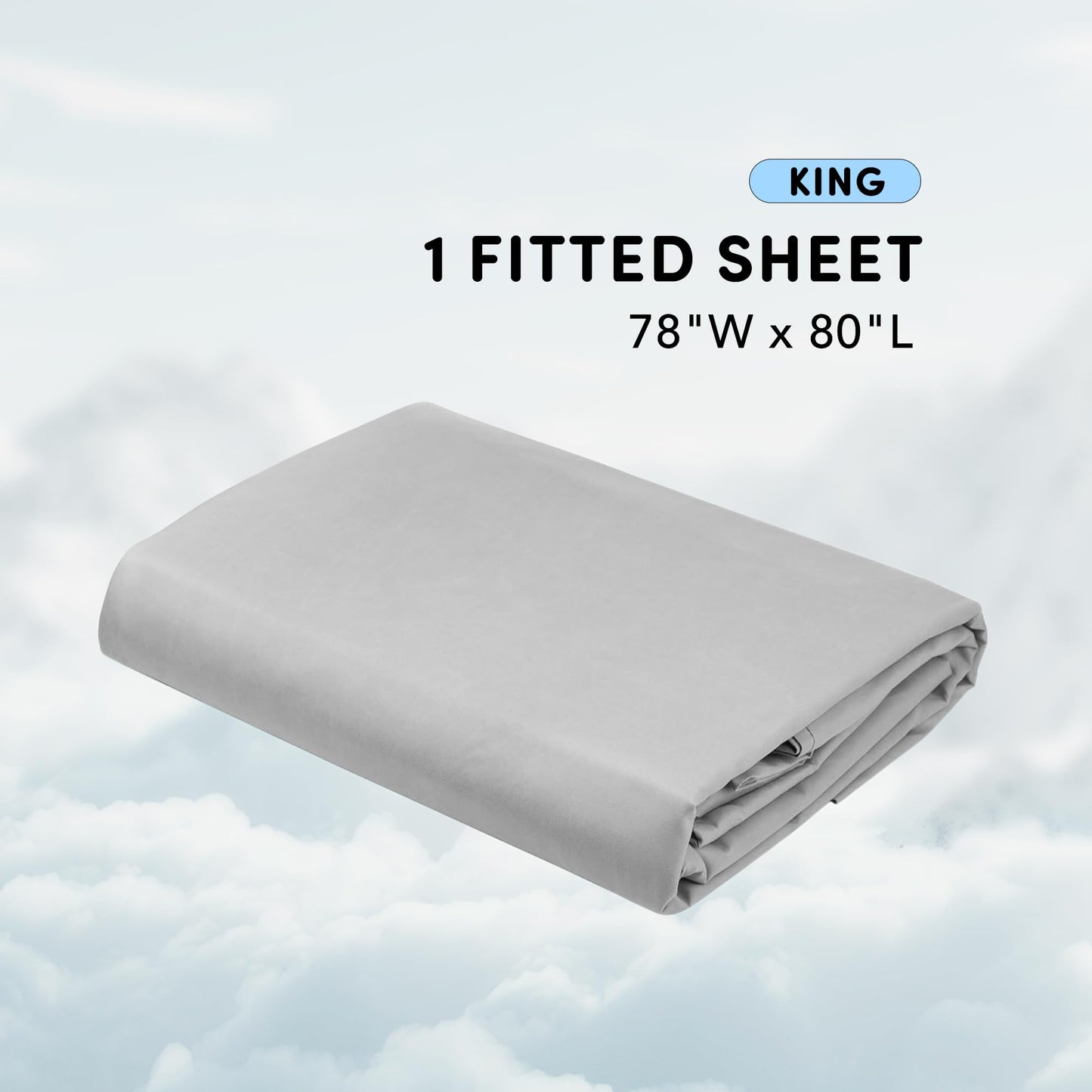 Comfort Spaces Coolmax Moisture Wicking Fitted Sheet ONLY Super Soft, Fade Resistant, All Elastic Deep Pocket Fits Up to 16" Mattress - Warm Weather Cooling Sheets for Night Sweats, King, Grey