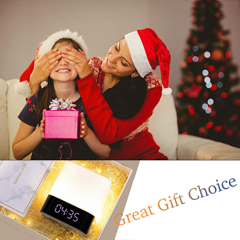 Night Lights Bluetooth Speaker,HoaBoly Alarm Clock Wireless Bluetooth Speakers,Touch Sensor Bedside Lamp,Color Changing Night Lights for Kids,MP3 Music Player, Speakerphone/TF Card/AUX-in Supported