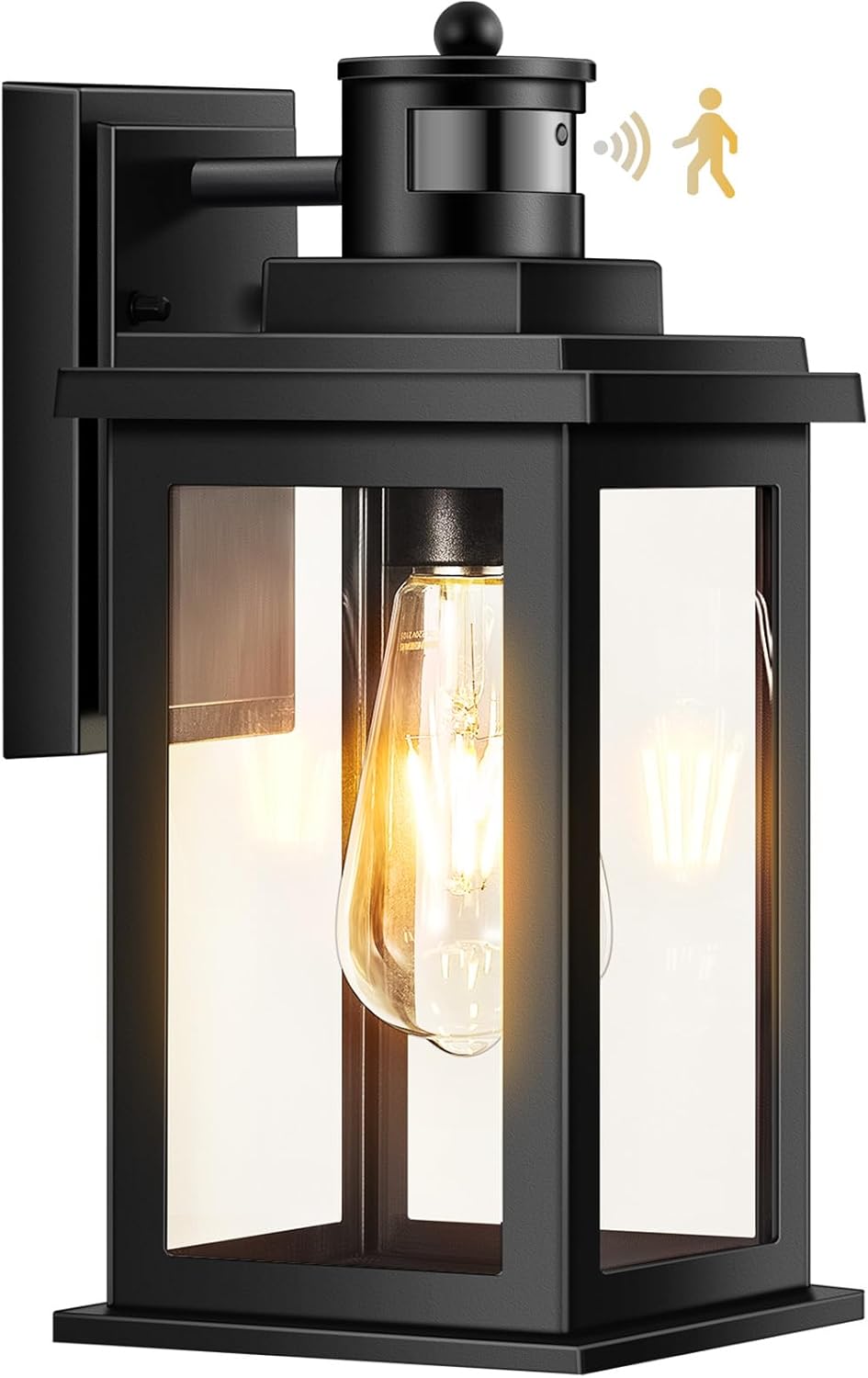 VIANIS Outdoor Motion Sensor Light, Black Exterior Lighting Fixtures Sconce Dusk to Dawn, Waterproof Front Porch Light Lantern for Garage, Patio, Doorway, Anti-Rust