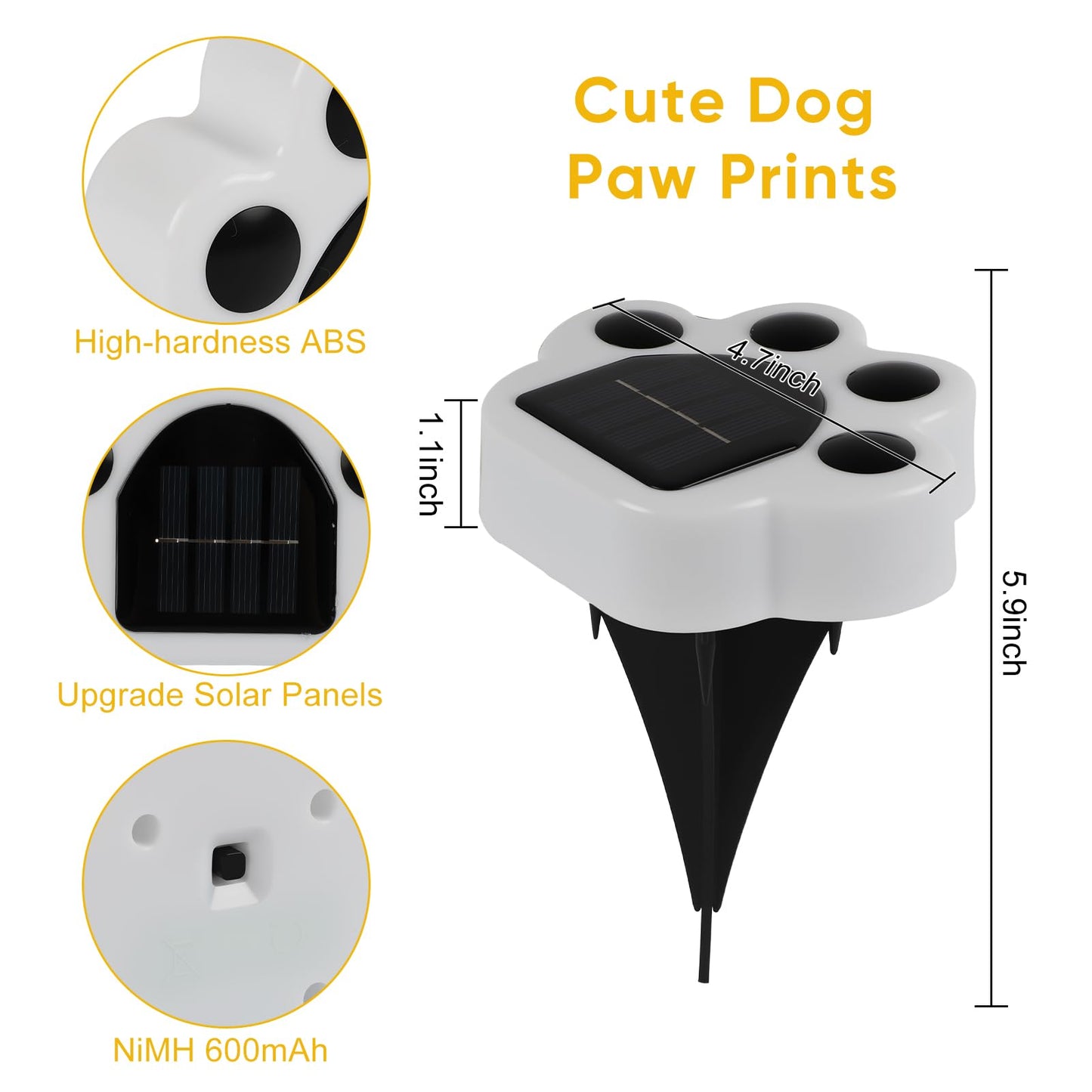 Solar Paw Print Lights 8 Pack, Outdoor Waterproof Solar Garden Lights, Lawn Patio Pathway Decorative Lights, Pet Dog Lovers Gifts for Women Mom Mother's Day (Warm White)