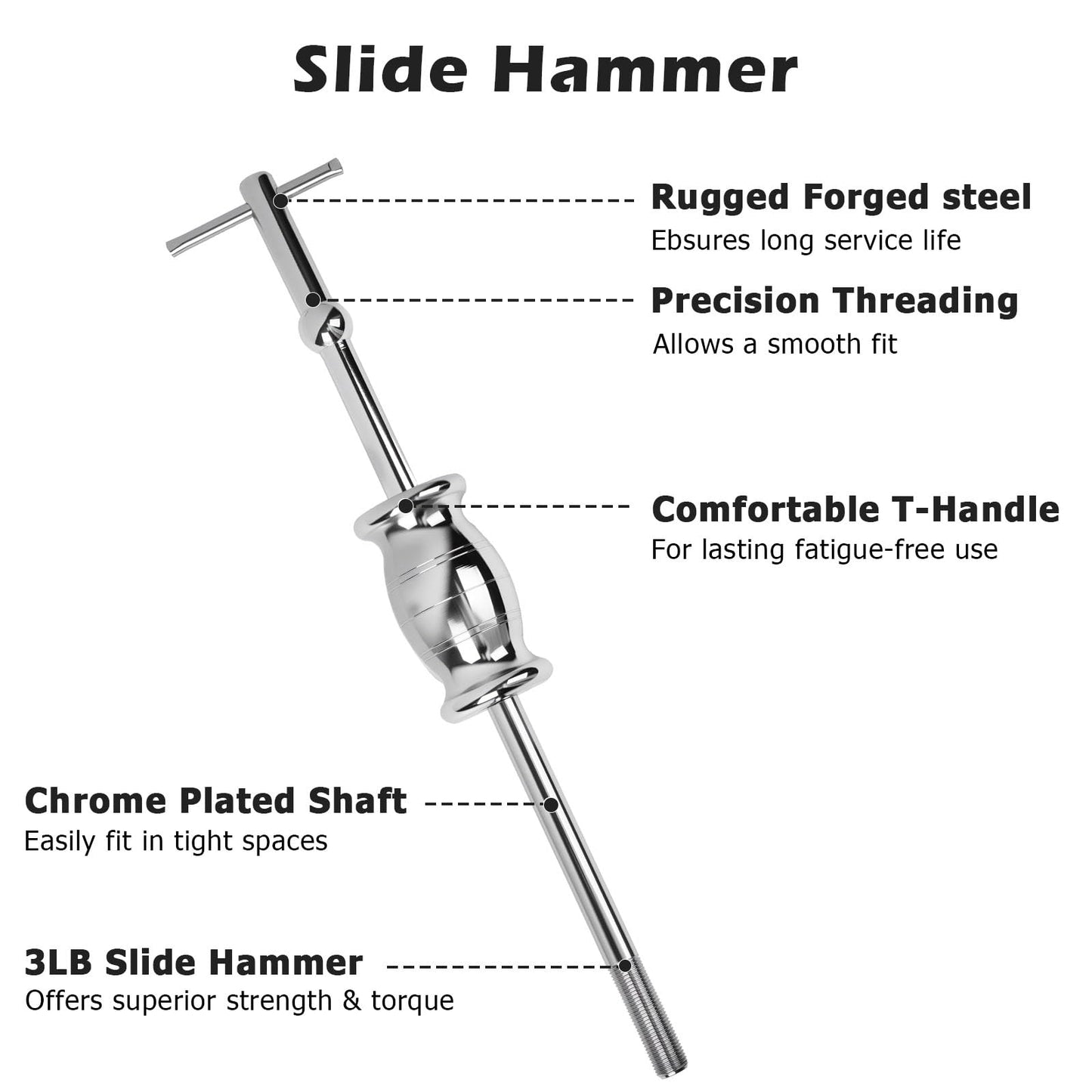 DAYUAN 3 Jaw Slide Hammer Puller Set, 5pcs Universal Internal External Gear/Bearing Puller for Pulling Out Gears Bearings