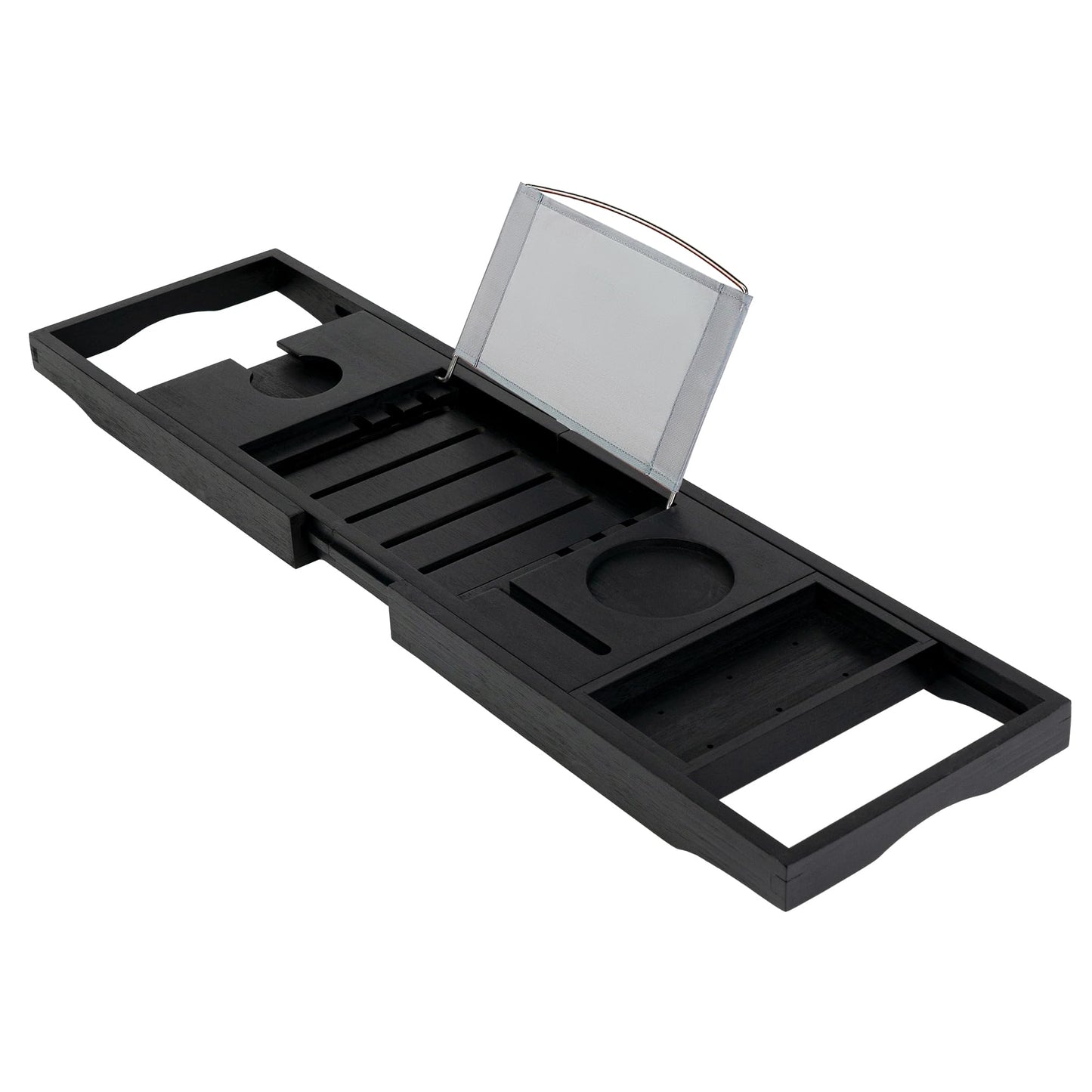 Utoplike Bath Tub Tray Caddy Black, Bath Table Shelf, Bamboo Bathtub Caddy Tray for Bathtub, Expandable Bath Rack for Bathroom