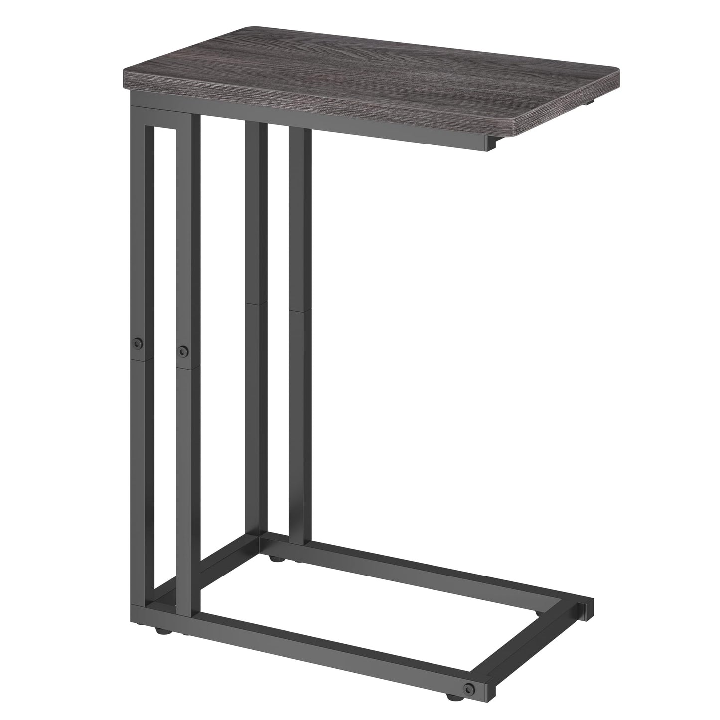 Yusong C Shaped End Table, Couch Side Table that Slide Under Sofa Bed, Small Table for Small Spaces, Skinny Overbed Table, Coffee Drink Snack Table for Living Room, Grey