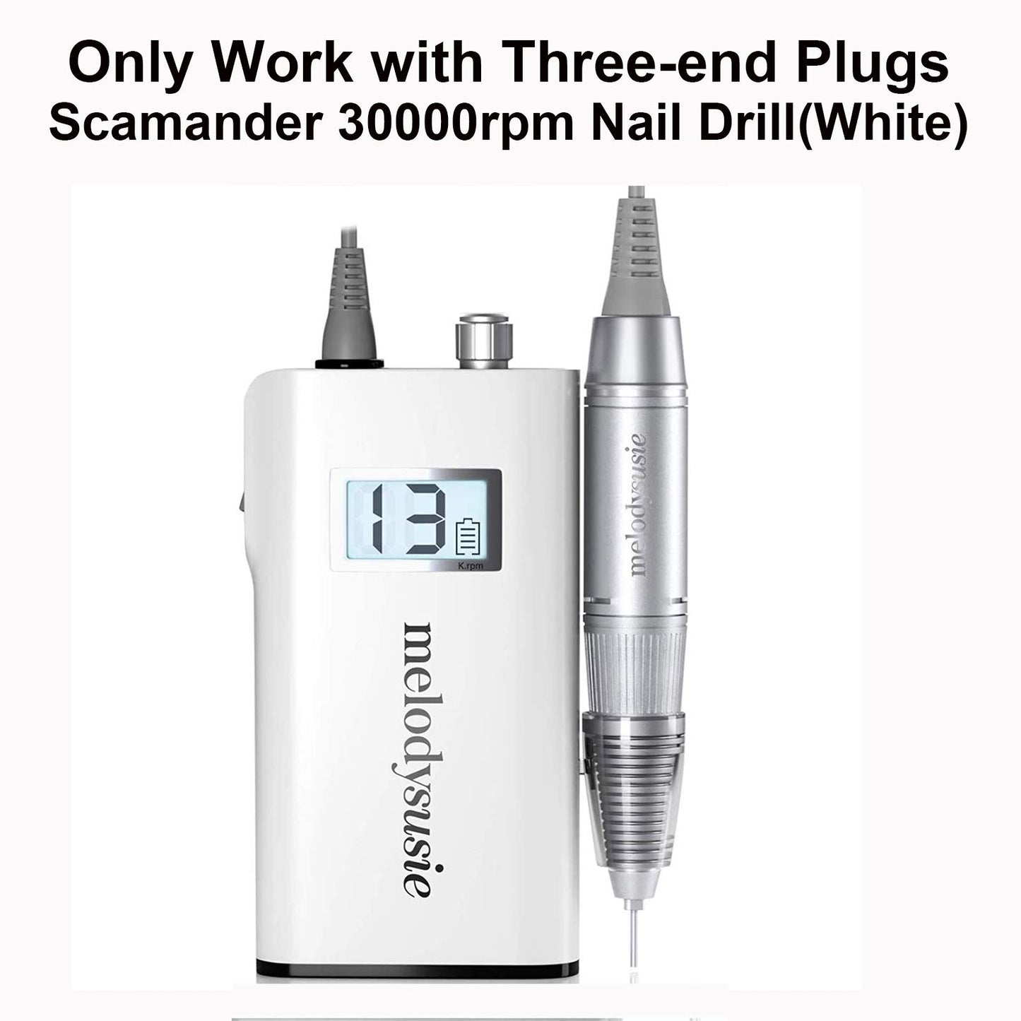 MELODYSUSIE 2-Prong Plugs Handpiece for White Scamander 30000RPM Nail Drill and 2 in 1 Nail Dust Collector with Nail Drill