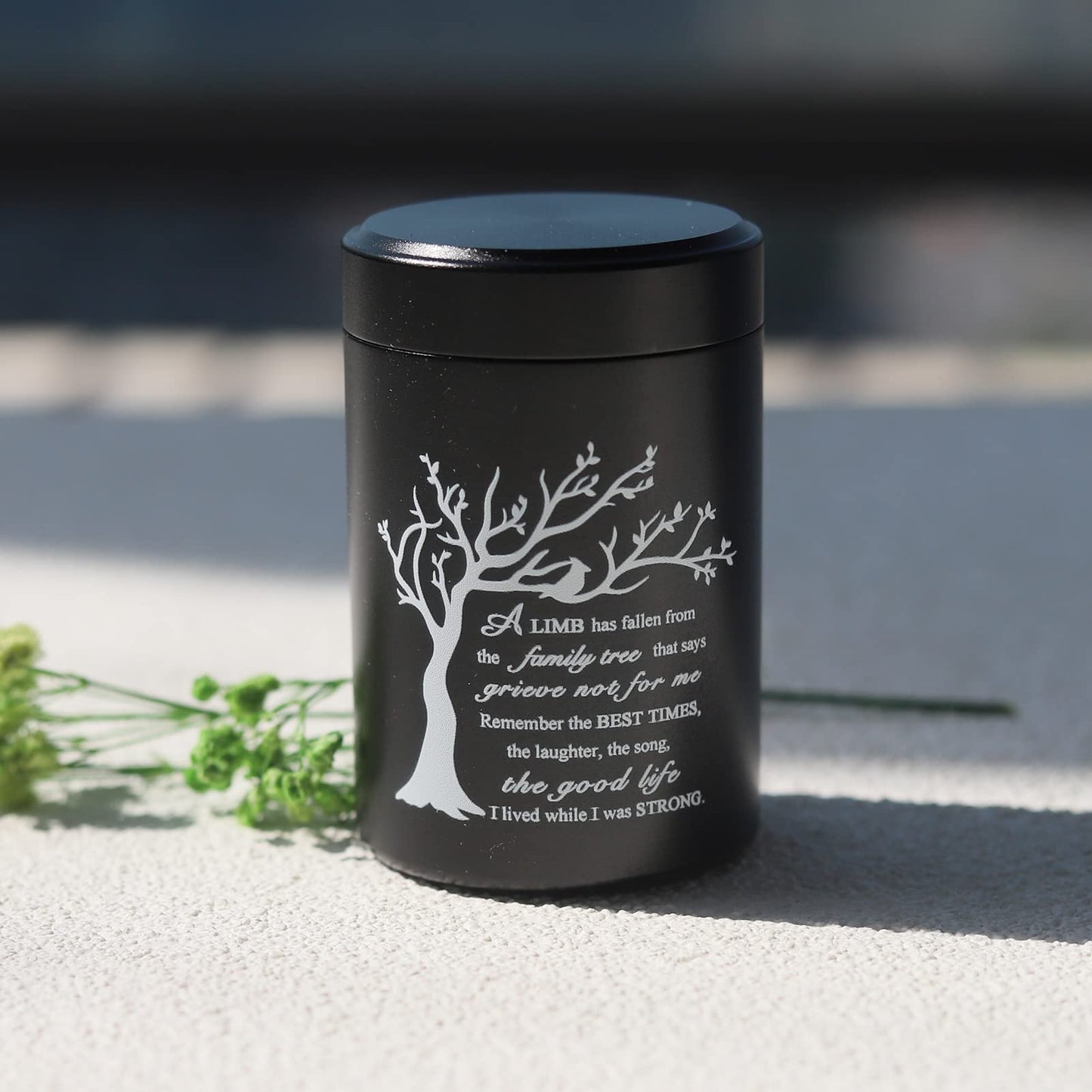 Limbo Aluminium Mini Urns - Set of 4, 2.7 inch High, Human/Pet Ashes Keepsake Urns - 'A Limb has Fallen from Family Tree That say Grieve not for me'