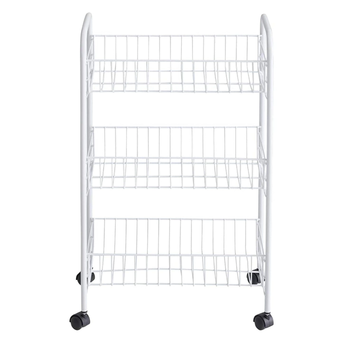 Rubbermaid 3-Tier Shelving Wheeled Organizer, Wire Adjustable Metal Storage Cart, for Office/Kitchen/Bedroom/Laundry Home Use, White