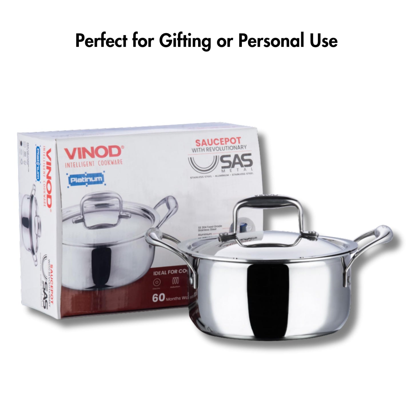 Vinod Platinum Triply Stainless Steel Stewpot with Lid, 7.2 Qt, 26 cm | Riveted Handles | Induction & Gas Stove Compatible | Deep Stockpot for stews, Curries, Soups & One-Pot Meals