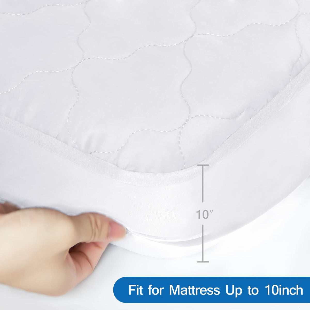 Cot Mattress Pad Waterproof, Quilted Cot Size Mattress Pads Protector Cover 30" X 75" Fitted for Narrow Twin/Camp Bunk/Rvs Bunk/Guest Beds, Soft Breathable Microfiber Topper, White (Cover Only)