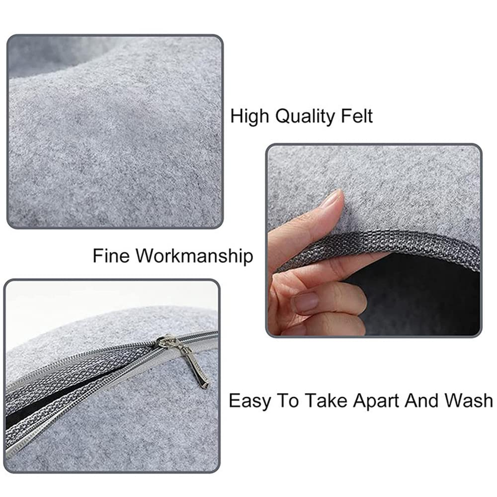 HY-MS Cat Tunnel Bed, Cat Hideaway Cave - Tunnel Bed for Cats Detachable Round Felt Cats Bed, Available in All Seasons(L, 60 * 60 * 27cm)