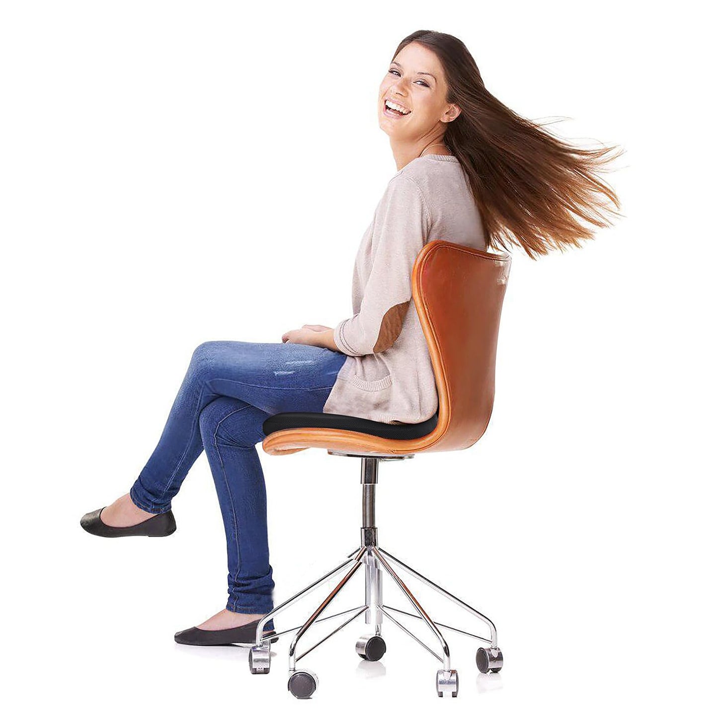 HAVARGO Memory Foam Seat Cushion Contoured Ergonomic Office Chair Cushion Dual-Layer Design Seat Pad for Car Wheelchair Pressure Relief Sciatica & Pain Relief (Black, Breathable Cover)