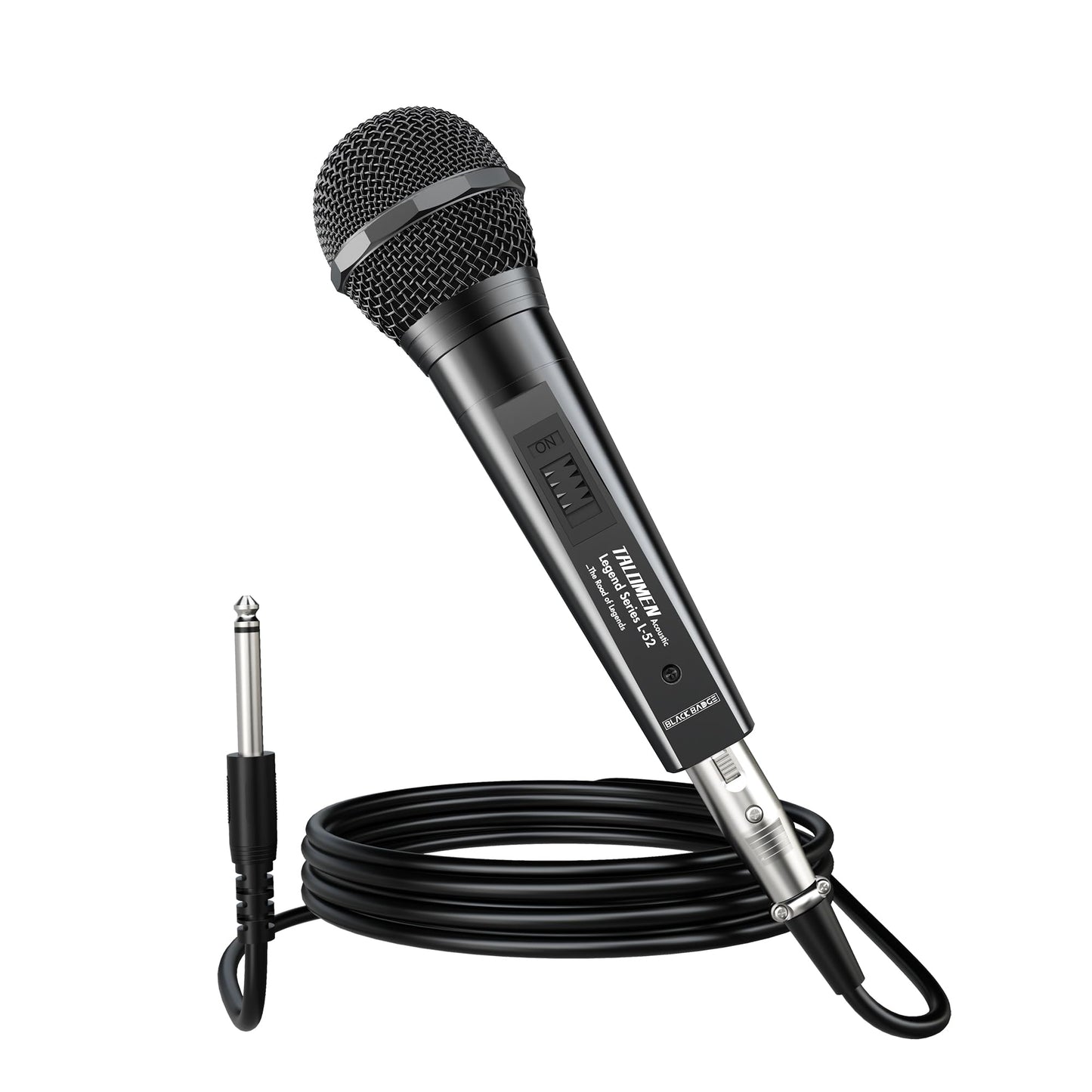 talomen L52 Wired Microphone for Singing, Metal Female, ON/Off Switch, Professional Vocal Dynamic Mic with 6m & 2m XLR Audio Cable, Cardioid Studio Microfono for Podcasting and Recording, Black