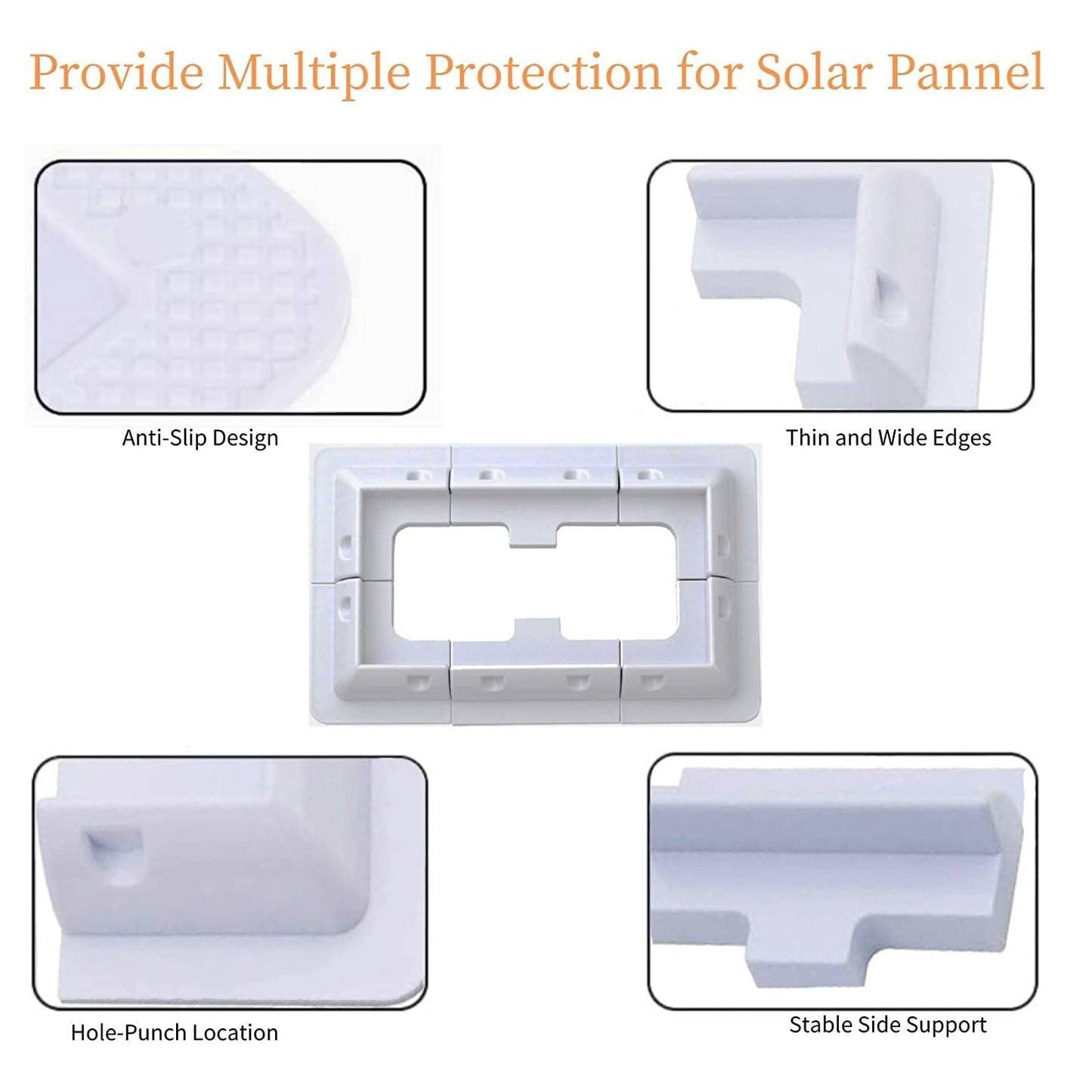 QeeHeng 7PCS ABS Solar Panel Mounting Brackets Kit,Waterproof Solar Double Cable Entry Gland Box, Bracket Solar Panel Roof Drill-Free Mount for RV, Boats,Vehicles,Camper Vans,Sheds (White)