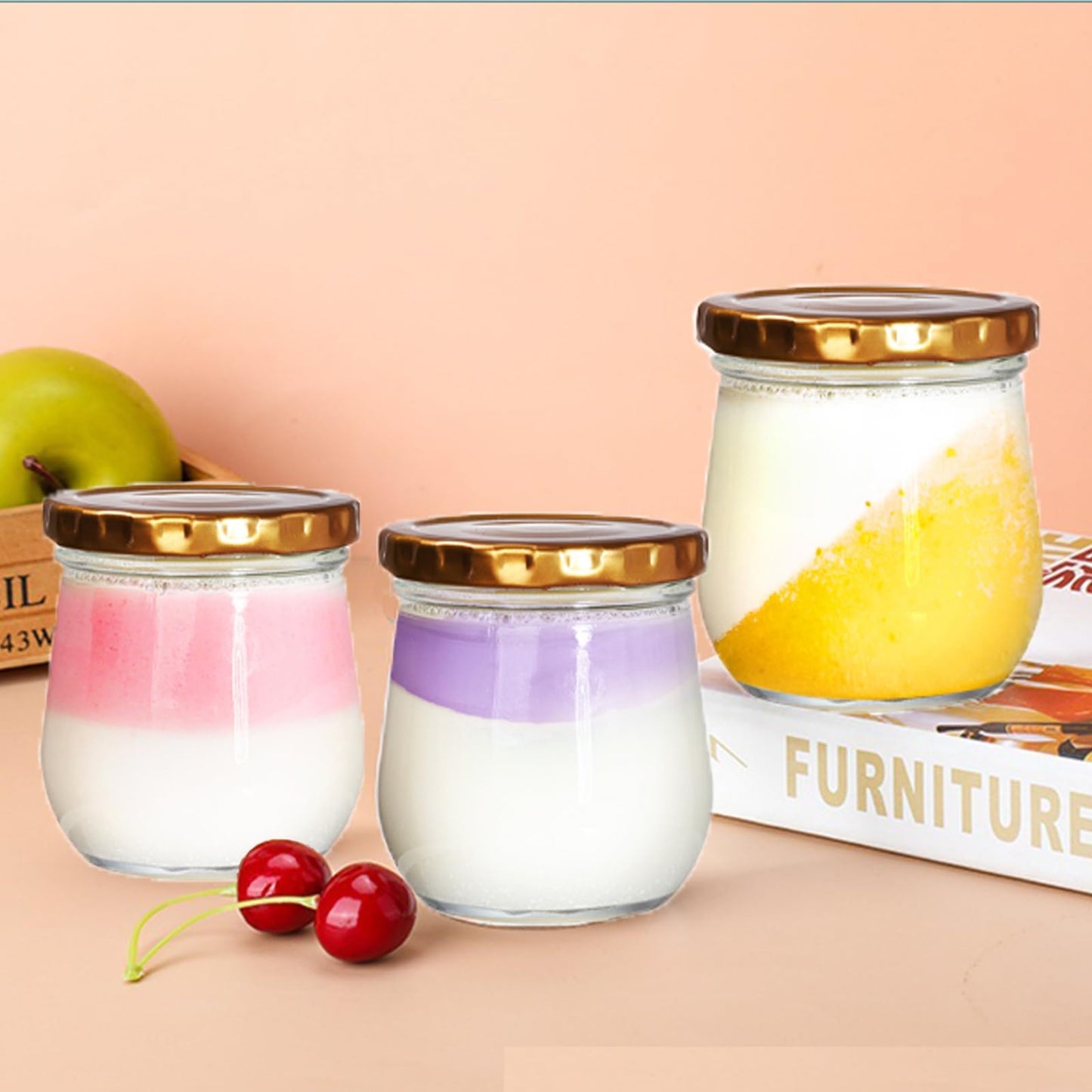 WRINGKIT 40 Pack Glass Mason Jars, 6 Oz Small Jam Canning Jars with Airtight Lids, Clear Mason Spice Jars for Pudding, Jelly, Honey, Sauces, Yogurt