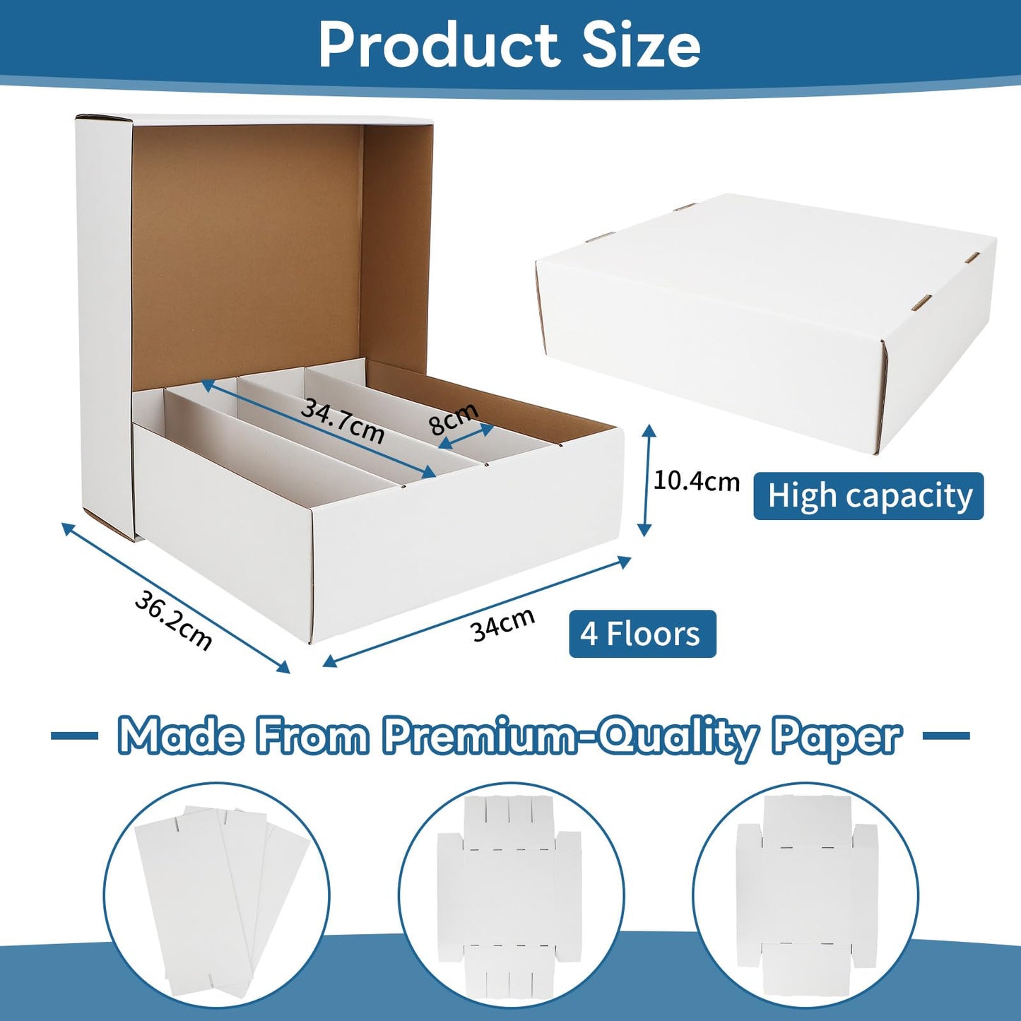 HIMOMO Trading Card Storage Box 3120 Count Collector Cards Box White Sports Card Storage Boxes Card Sorting Tray Cases Cards Collection Trading Cards Box for Soccer Basketball Cards(4 Set)