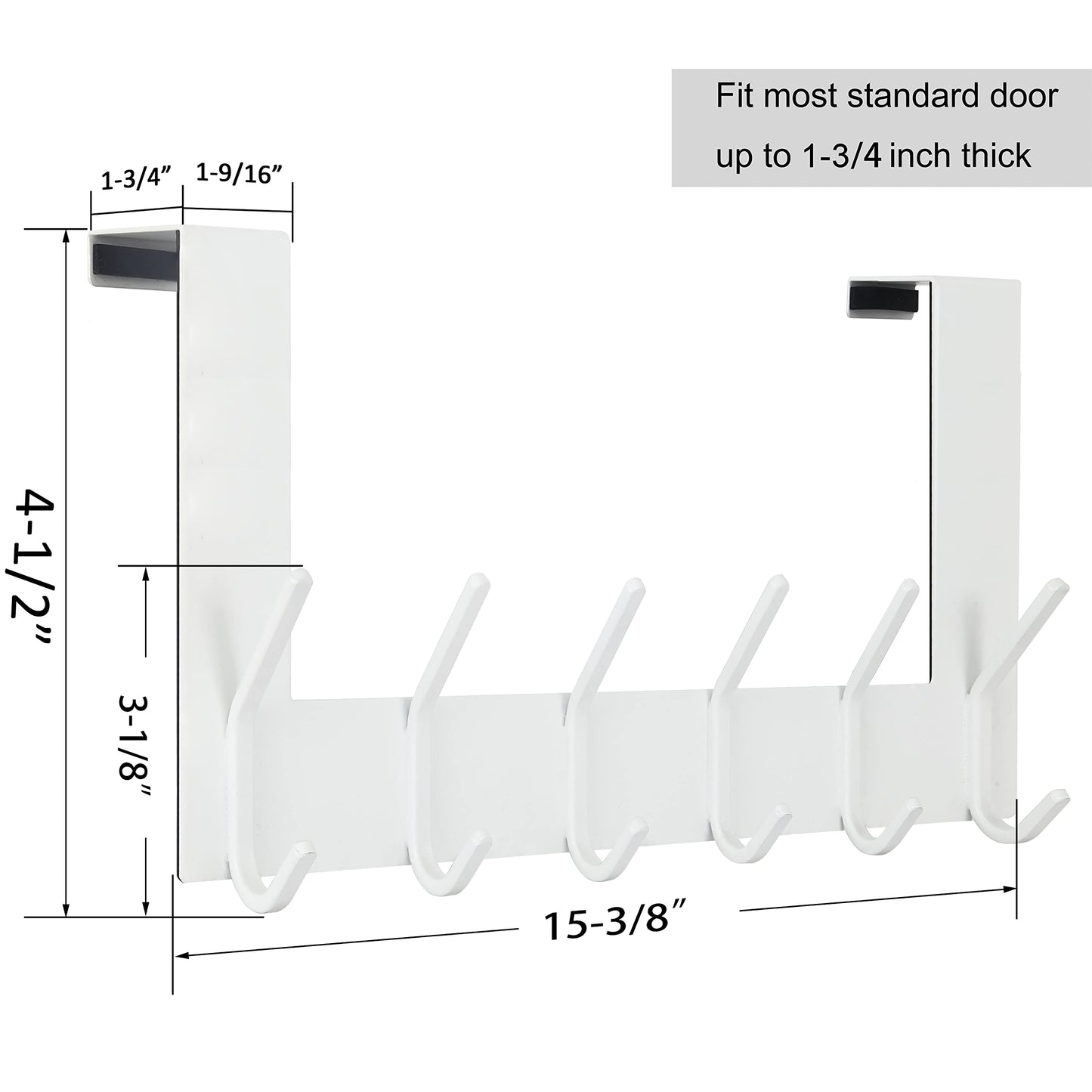 WEBI Over The Door Hook:Over The Door Towel Rack,Door Coat Hanger Towel Hanger Over Door Coat Rack for Hanging Clothes,Hats,Bathroom,White,2 Packs