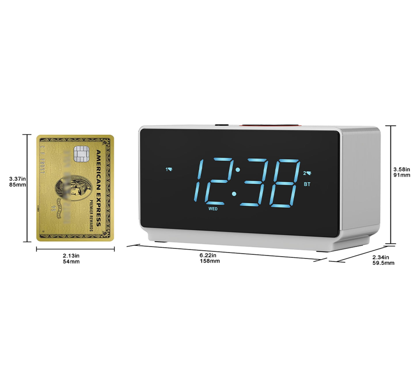 Alarm Clock Radio with Bluetooth Speaker, Digital FM Radio, Dual Alarm with Snooze, Large LED Display, Dimmer Control, USB Charging Output iTOMA CKS708