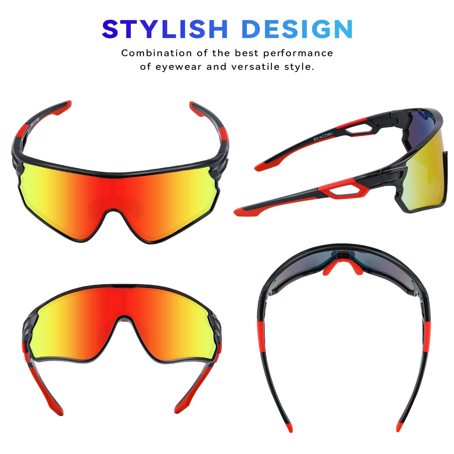 BEACOOL Polarized Sports Sunglasses for Men Women Youth Baseball Fishing Cycling Running Hiking Motorcycle Tac Glasses UV400