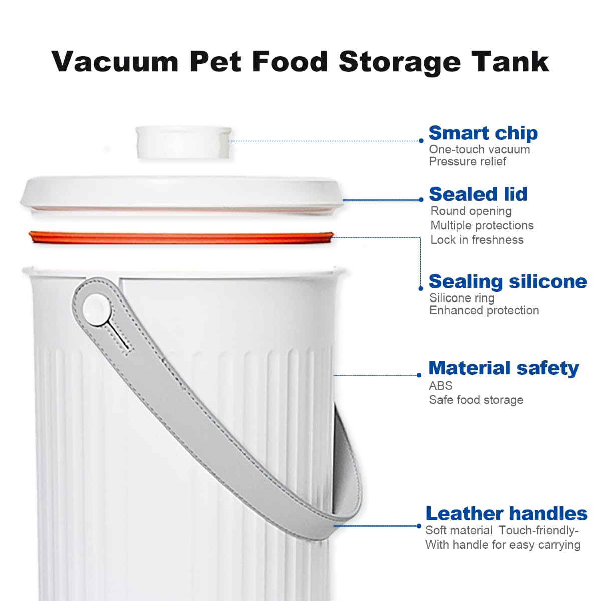 LubadiPaw Automatic Monitor Vacuum Airtight Dry Dog Food Storage Container, Travel Pet Food Storage Containers with Lids, Desk Cat Bin Good Containers 10L