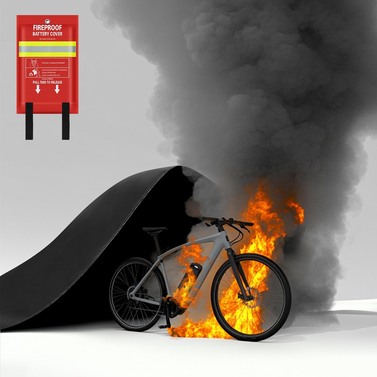 FIREWESS Lipo Battery Fireproof Cover Battery Safe Blanket for Ebike and Escooter Storage,Charging and Discharging, Fire Blanket for Lithium Battery (79x98 inch)
