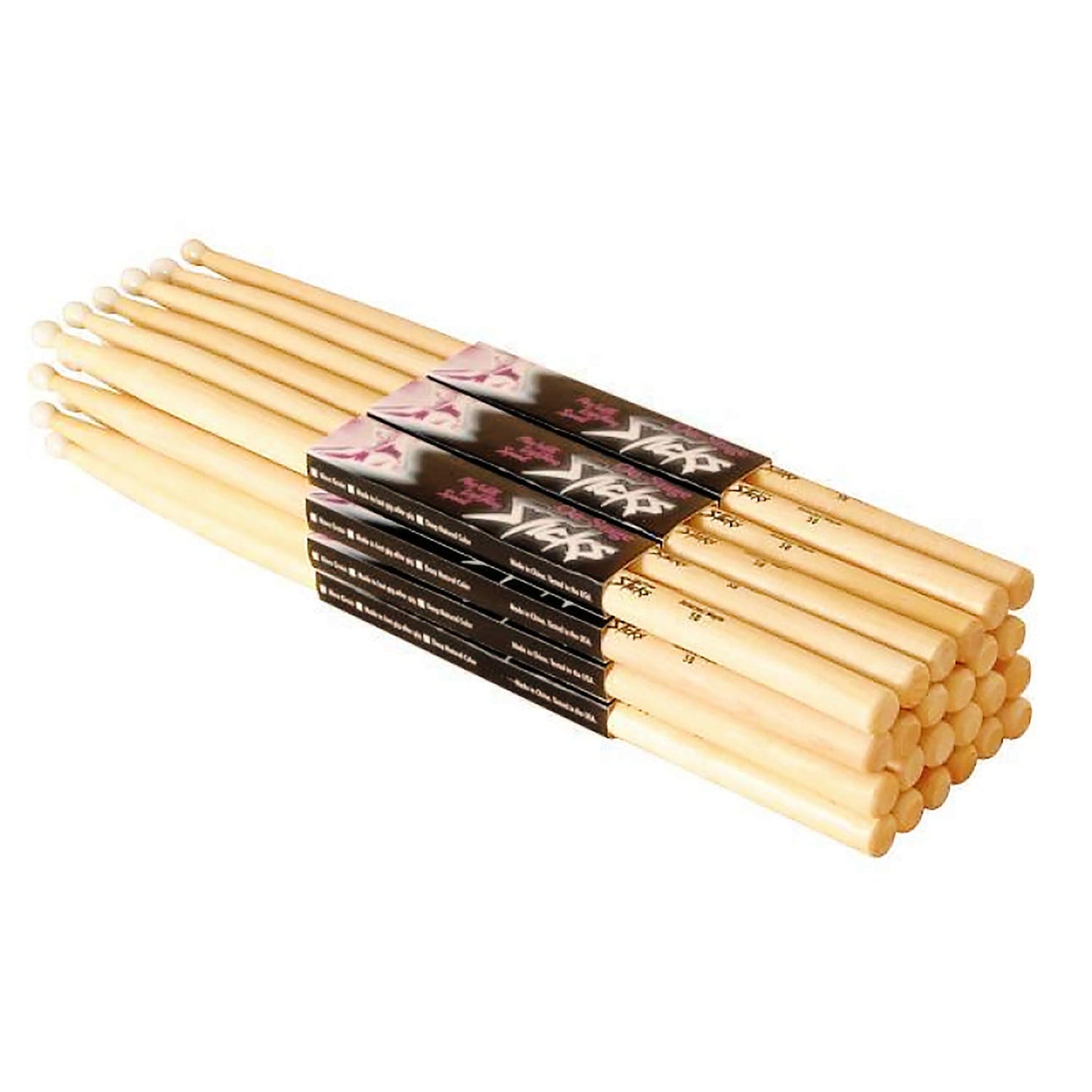 OnStage MW2B Maple Drum Sticks - 12 Pair, Wood Tip, Black