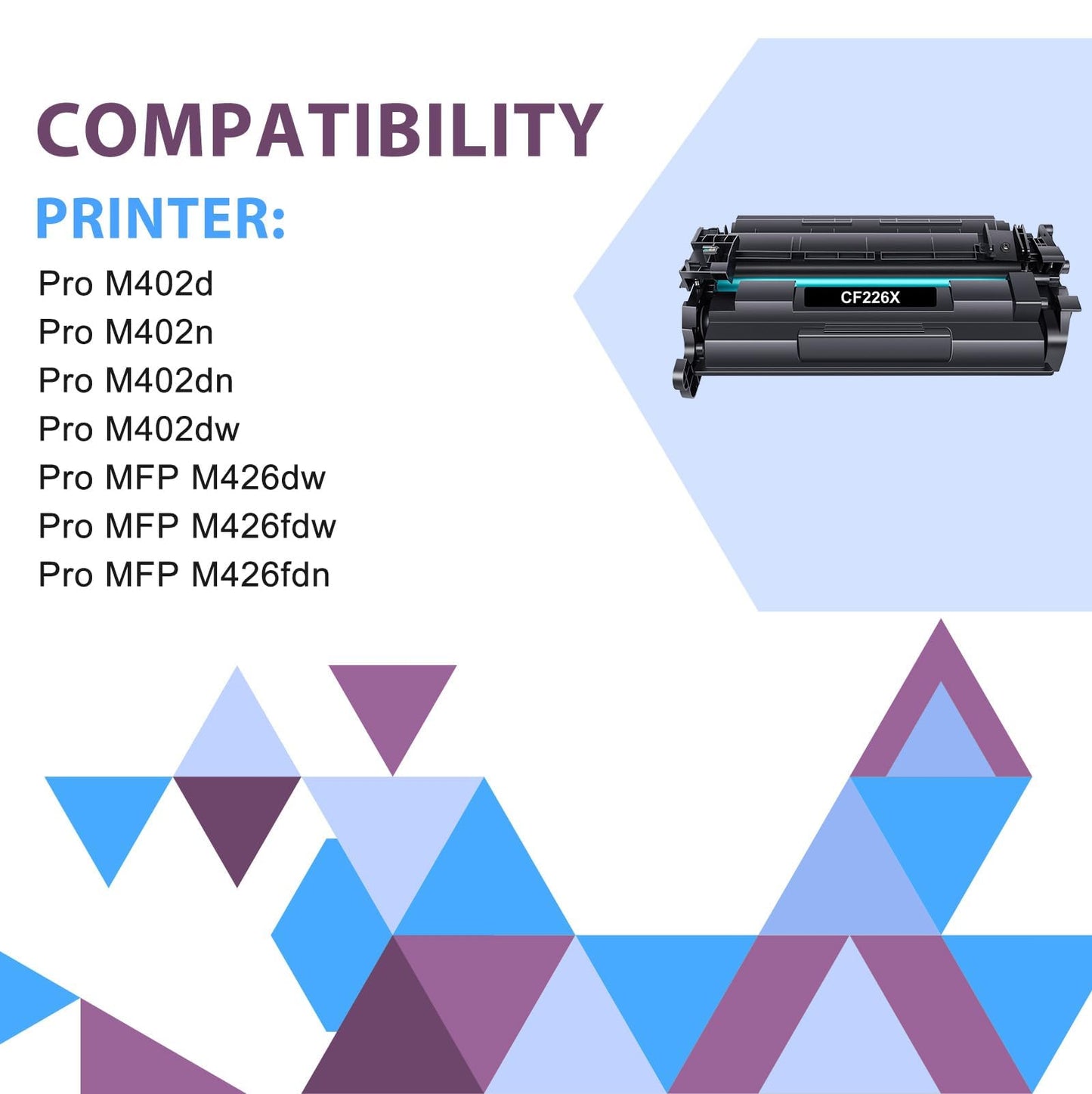 26X 26A Black Toner Cartridge 2 Pack Compatible Replacement for HP 26X 26A CF226A CF226X Toner for HP Pro MFP M426fdw M426fdn M426dw Pro M402dn M402n M402dw M402 M426 Series Printer Ink