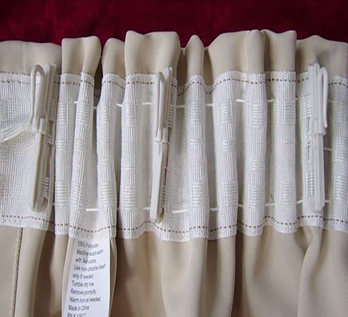 Marcoborthers Curtain Pleating Tape 20 Yards White British Style with 100 Pcs Stainless Steel Curtain Pleat Hook Clip, Perfect for Making Home Decor Projects.