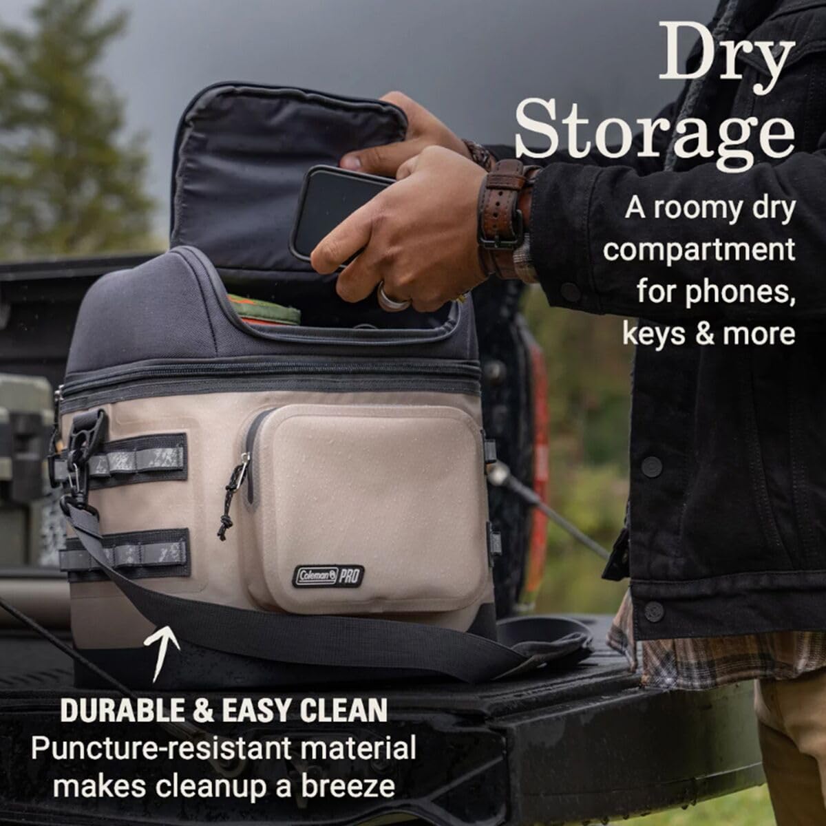 Coleman Pro Insulated Lunchbox, 16/24 Can Portable Soft Cooler, Rugged Outdoor Design for Jobsites, Puncture-Resistant with Dry Storage Compartment, Shoulder Strap & Oversized Zippers