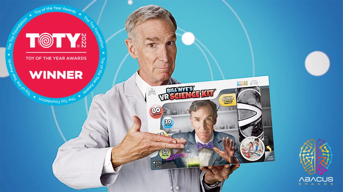 Abacus Brands Bill Nye's VR Science Kit - Virtual Reality Kids Science Kit, Book and Interactive STEM Learning Activity Set (Full Version - Includes Goggles)