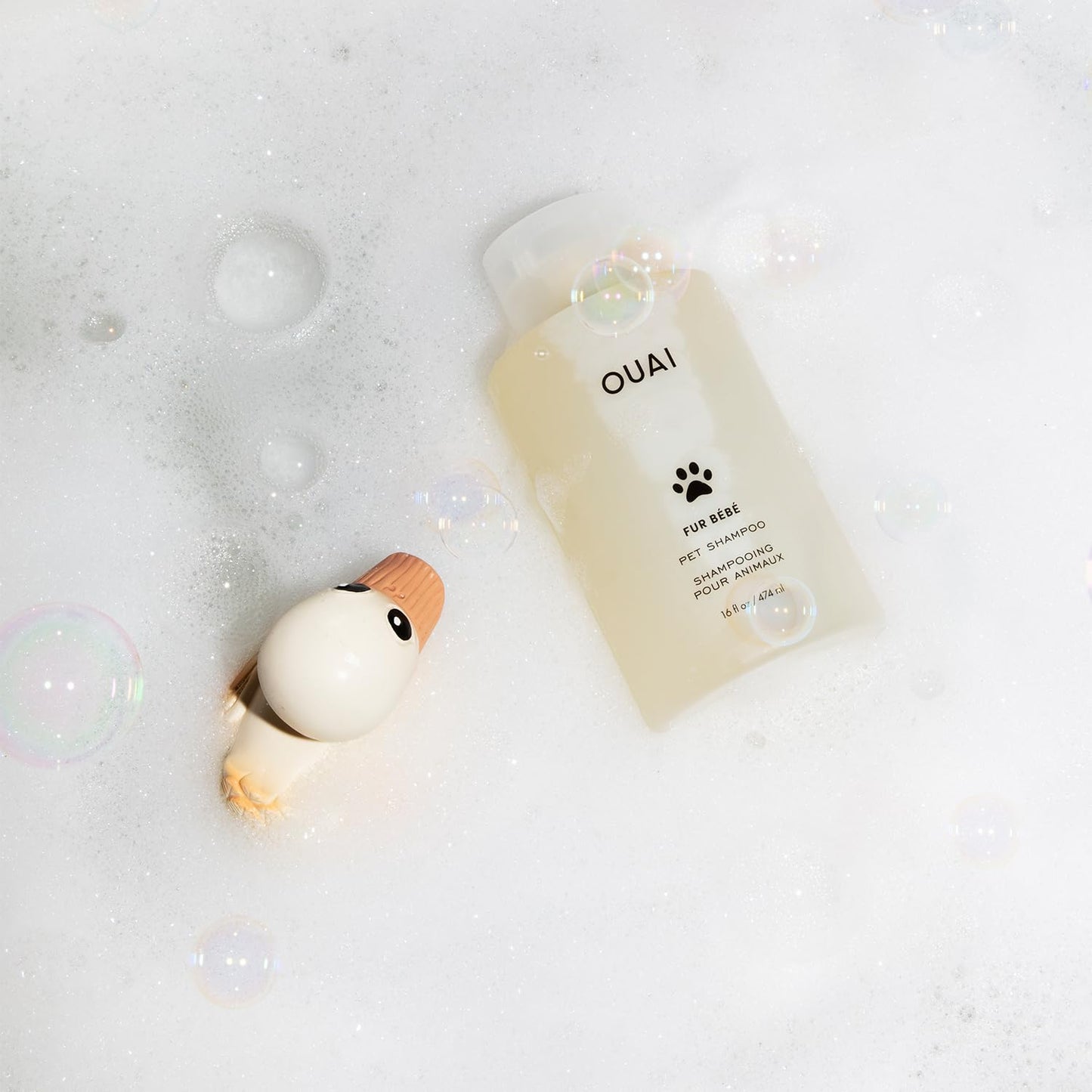 OUAI Fur Bébé Pet Shampoo - Cat & Dog Shampoo for Gentle Cleansing, Hydration & Shine - Vegan & Cruelty-Free Pet Supplies with Aloe Vera & Panthenol - Mercer Street Scent (16 Fl oz)