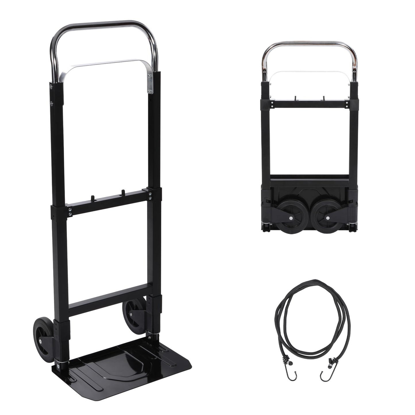 RedSwing Folding Aluminum Hand Truck, 180 lbs Load Capacity, Aluminum Alloy Plate Luggage Cart Foldable Height Adjustable Hand Cart with 2 Wheels, Ultra Lightweight Super Strong for Moving Warehouse