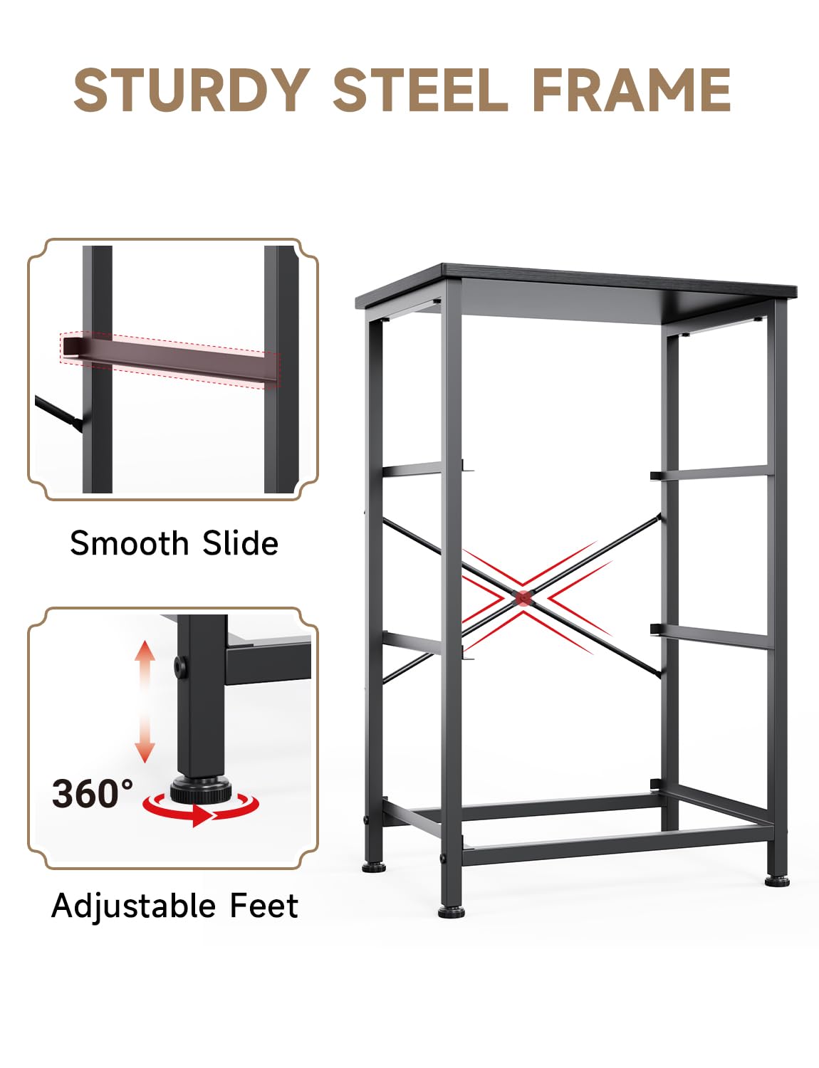 KitMent Night Stands, Beside Table End Table with 3 Fabric Drawers, Beside Furniture to Storage, 3 Bins for Bedroom, Kids Closet Dorm Guest Room, Black