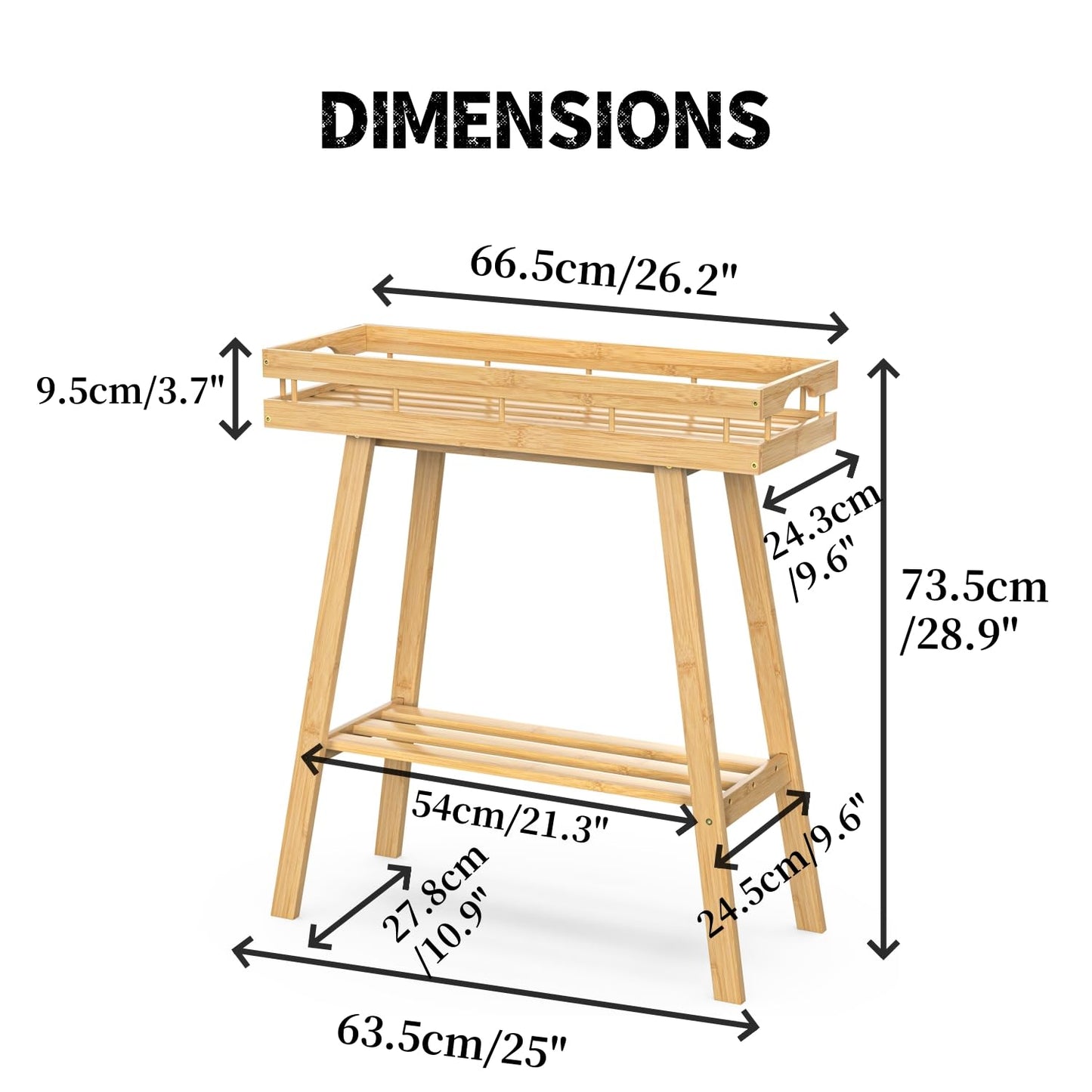 BAMBOOHOMIE Bamboo Plant Stand Indoor, 2 Tier Plant Table for Indoor Outdoor Plants, Window Tall Plant Bench Shelf Flower Pot Holder for Living Room Patio Balcony