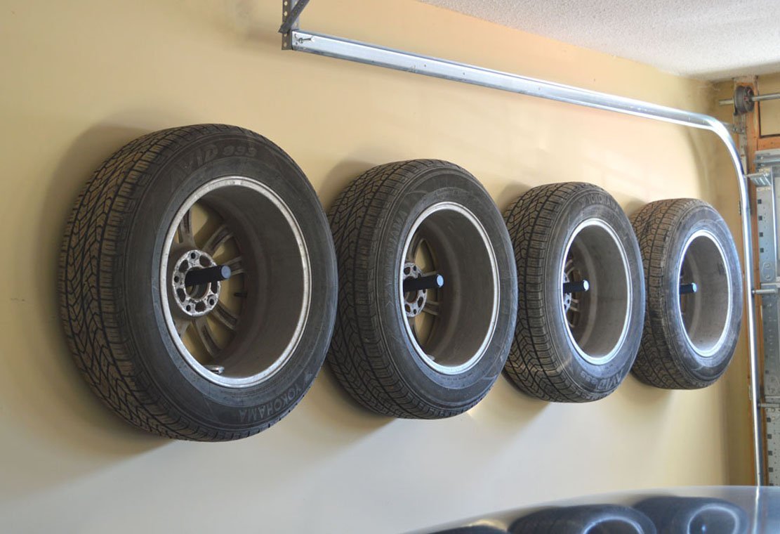FibreHead FH-4WH Flush Wheel hangers set - Wall mount tire rack alternative Grey 4pack
