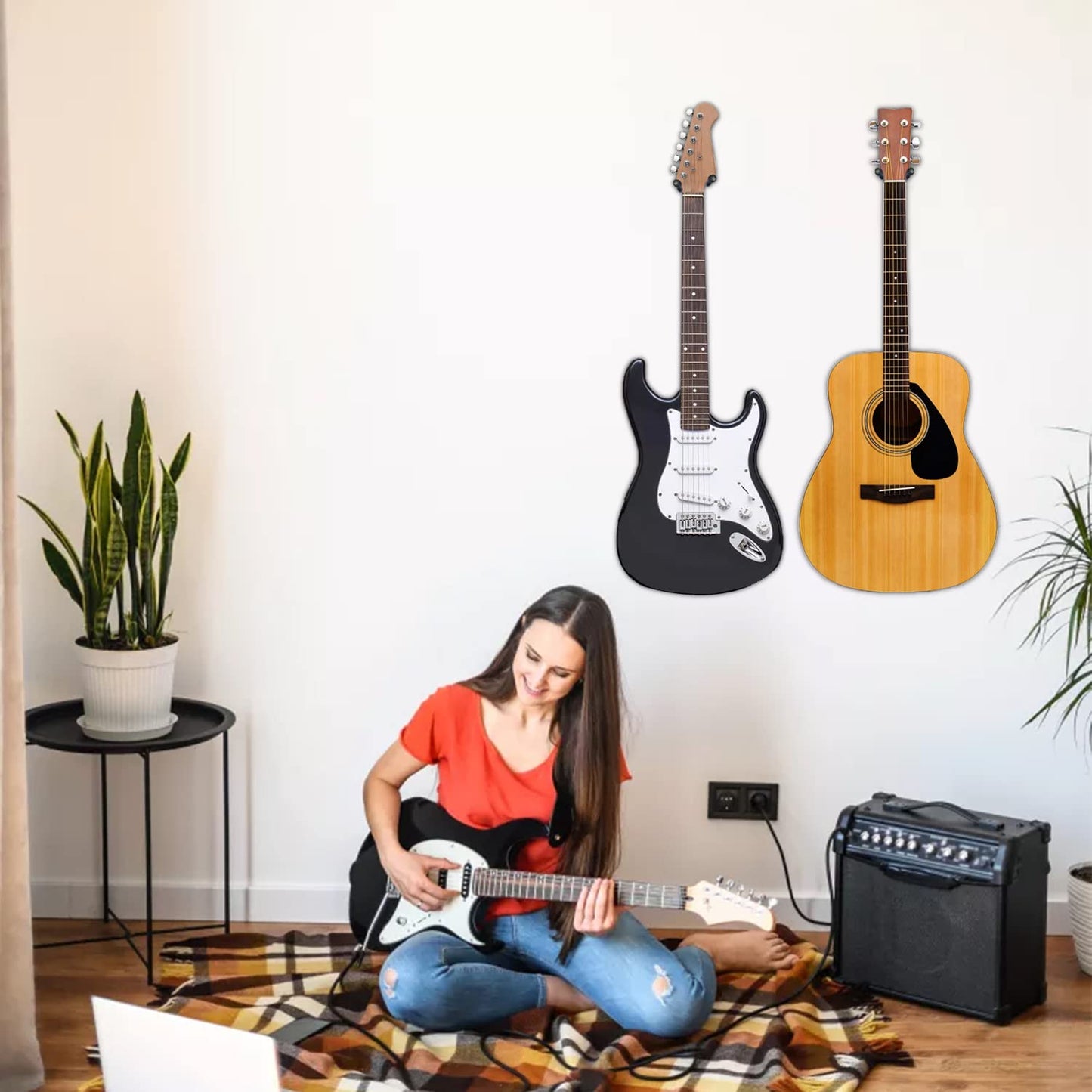 Guitar Wall Mount 3 Pack, Ash Hardwood Guitar Hanger, U-Shaped Guitar Wall Hanger Mount Holder Hook Stand Wall for Acoustic, Electric Guitar, Banjo, Bass, Gift for Player