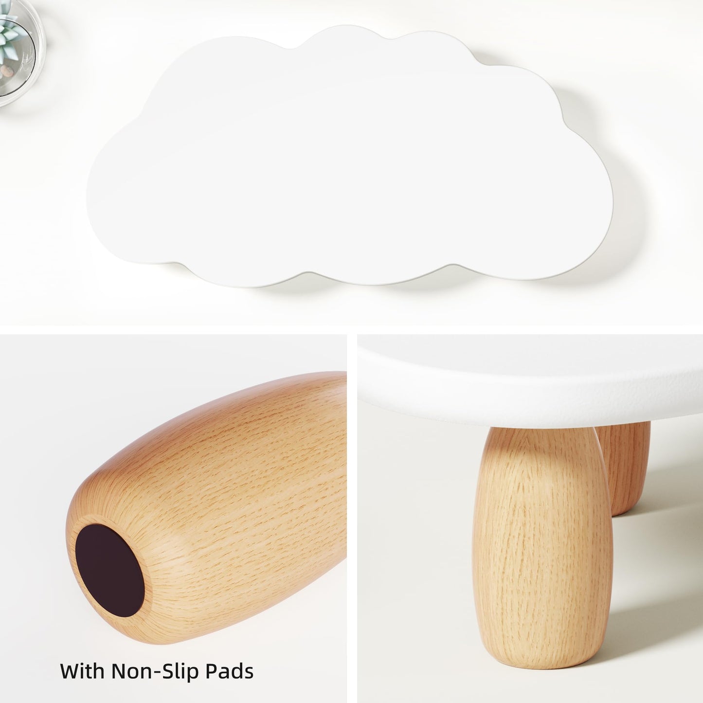 AFOOYO Monitor Stand Riser,Cloud-Shaped Sturdy Wood Computer Monitor Riser, Laptop Monitor Stand, Multi-Purpose Desktop Organizer Riser for Computer, Laptop, Printer, TV,White