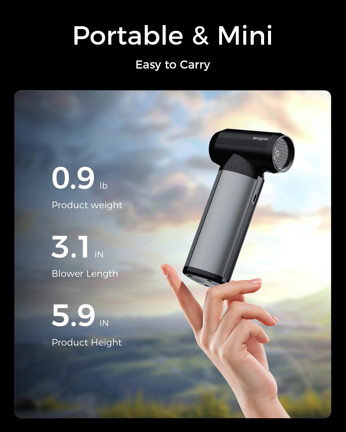 EG evoger Electric Air Duster,180000RPM Super Power Handheld Cordless Air Duster 6000mAh 3-Gear Adjustable Dust Blower for Computer, Keyboard, Outdoor, House