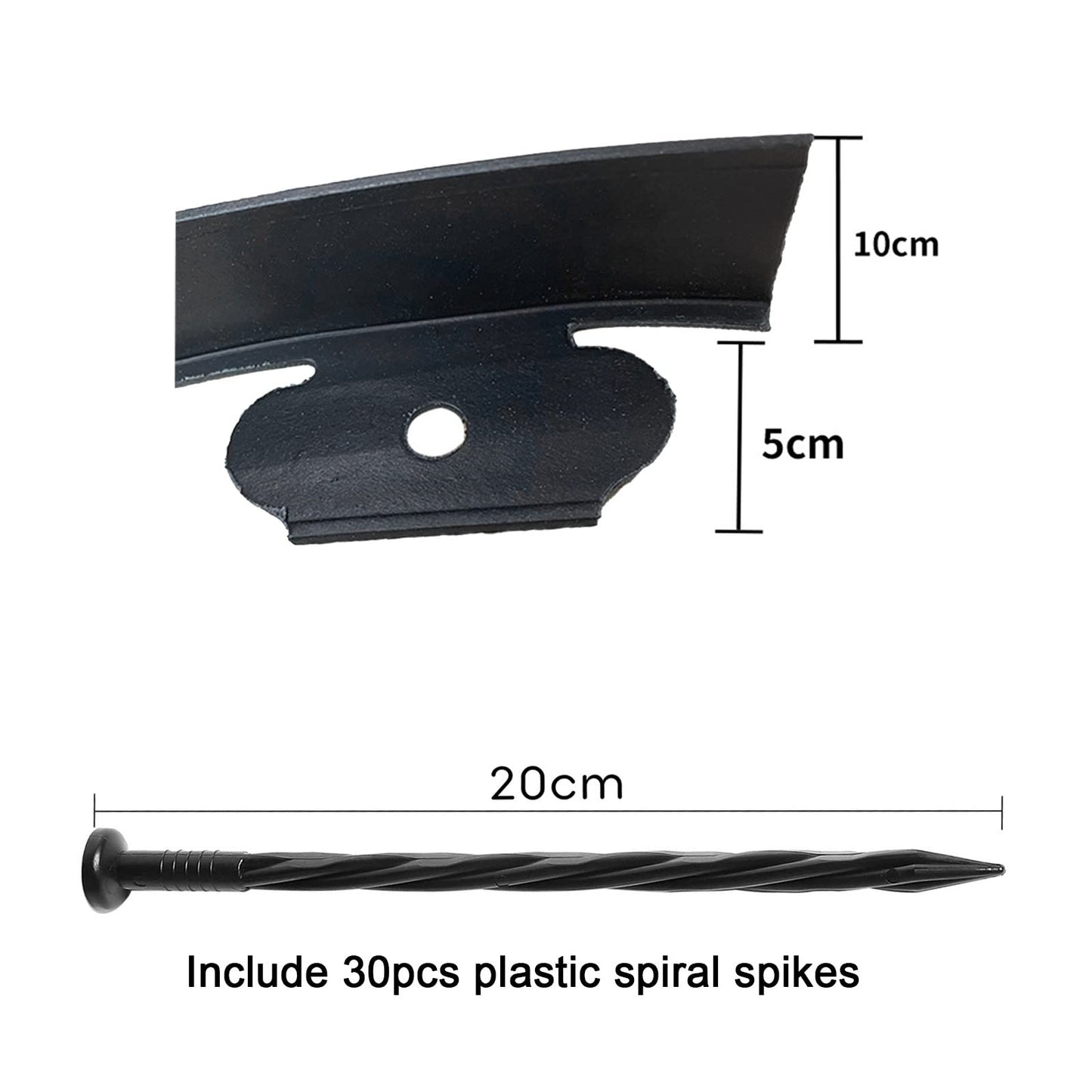 33ft Garden Edging Border,Landscape Edging Garden Border Edging-Include 30 Spikes【10CM Hight】 Plastic Lawn Edging Landscape Border for Yard,Lawn,Gardens(Black)