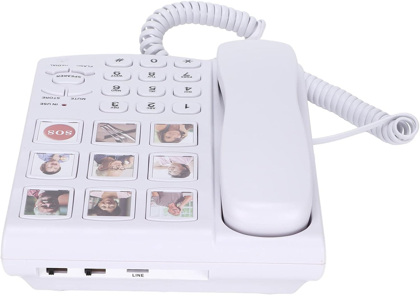 Corded Landline Phone for Seniors, Photo Memory One-Touch Speed Dial, SOS Button, Loud Amplified Ringer, Big Button Desk & Wall Telephone for Elderly with Dementia & Alzheimer, No Wi-Fi Needed (White)