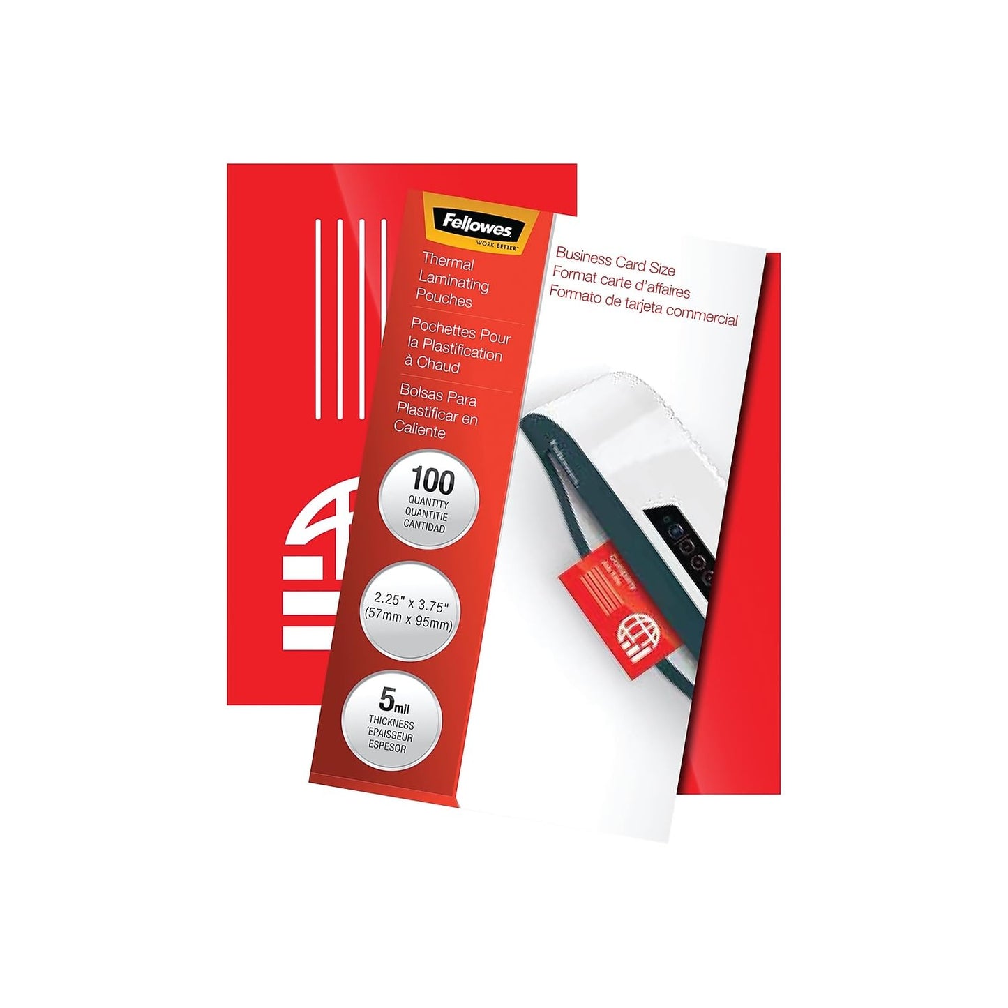 Fellowes Laminating Business Ca:Rd 5mil 100pk (52031), Clear