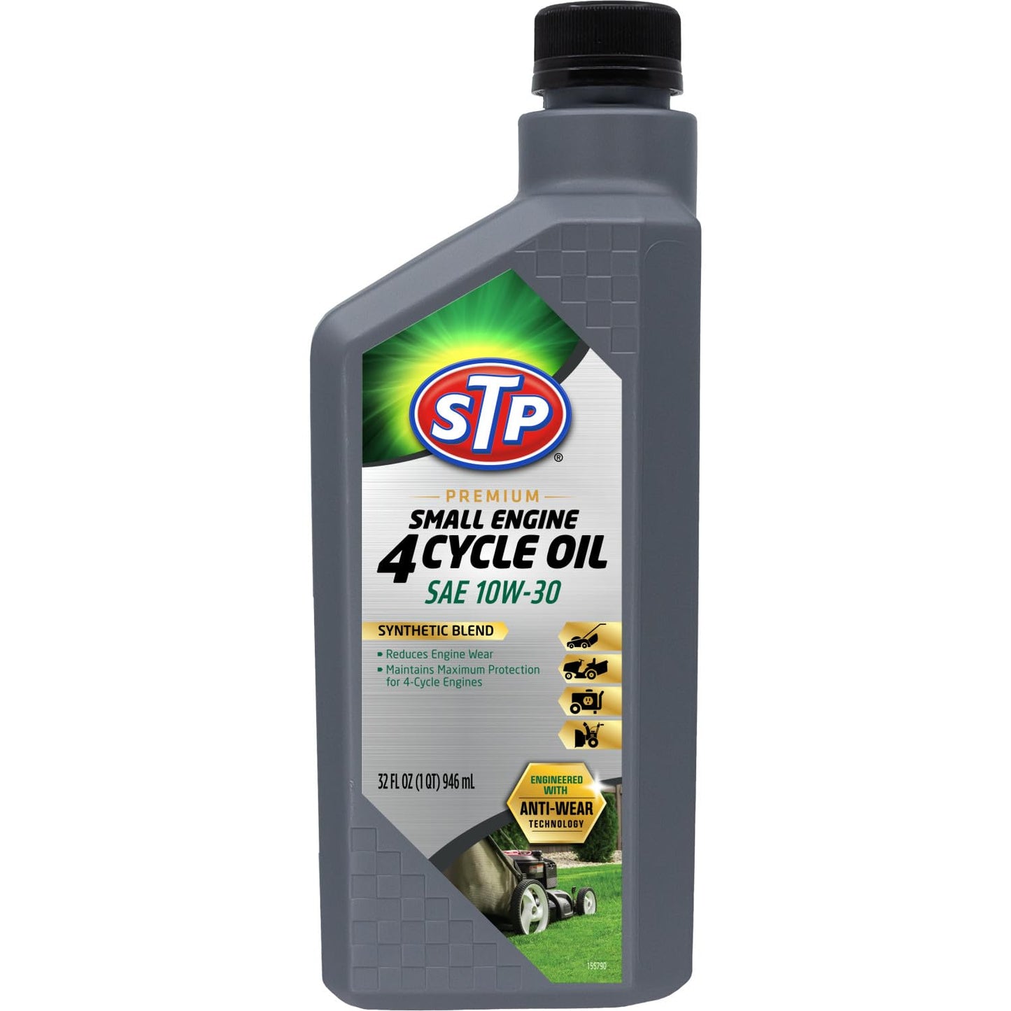STP Premium Small Engine 4 Cycle Oil Formula, SAE10W-30 Small Engine Oil Engine Care Formula Reduces Wear for Lawnmower, Push Mower, Tractor, 32 Oz, STP